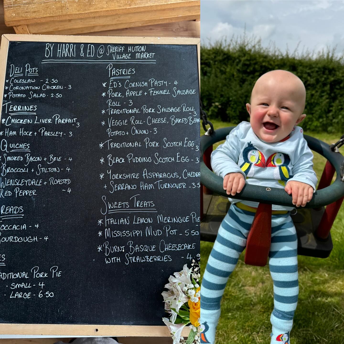 Guess what?? Tommy is officially 9 months old today AND it’s @sheriffhuttonvillagemarket tomorrow!!!
Pop on down from 1030 to grab a last minute Father’s Day prezzie - tonnes of stores to choose from!
On the menu this week @chef_ed_allen has the usual favourites including Lemon Meringue Pies, Scotch Eggs, Quiches, Sausage Rolls, Pork Pies, Parfait, Deli Pots etc. New additions for tomorrow include a Wensleydale and Roasted Red Pepper Quiche, Yorkshire Asparagus, Cheddar and Serrano Ham Turnover, Burnt Basque Cheesecake with Strawberries and a Chocolate Heaven Pot! Lots to tickle your tastebuds so get yourselves down there for Tommy cuddles and some grub!
#chef #market #food #foodie #foodphotography #pastry #bread #dessert #york #caterer #pie #egg #chocolate