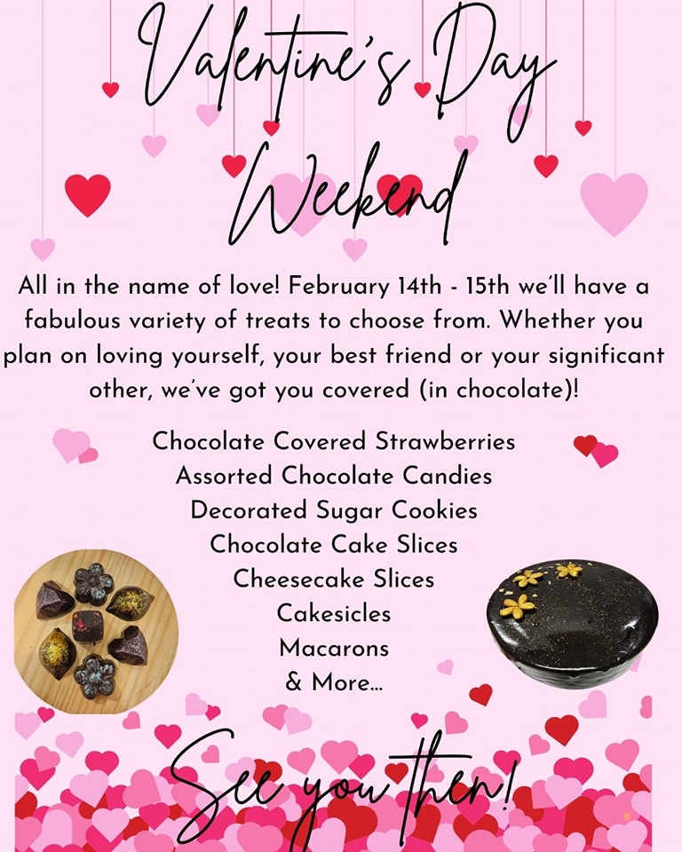 What did the rolling pin say to the dough?
All you knead is love!
❤️❤️❤️
We're just two weeks out from Valentine's Day and it's on a Friday this year! We'll have all kinds of fun treats both on Friday and Saturday so if you're planning to make someone in your life feel the love (that could be yourself, your bff, your significant other, your kiddos' teachers and so on), be sure to stop in that weekend. We'll have plenty of sweet treats all weekend long!