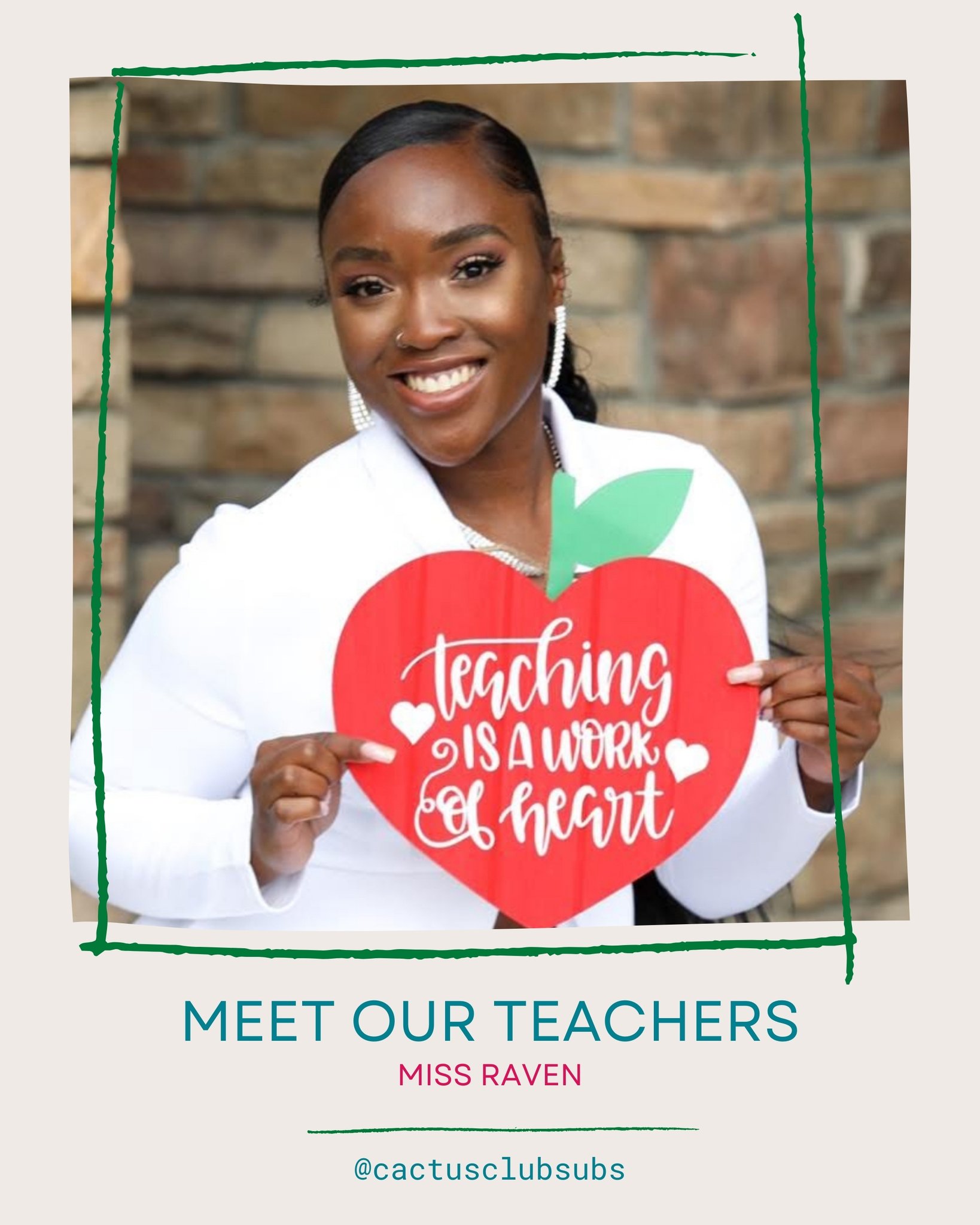 🌟 Meet Raven! A compassionate and dedicated caregiver with a passion for nurturing young minds. Raven’s warm personality and creativity make every child feel safe, loved, and inspired. We’re proud to have her as part of our team!
#CactusClubSubs #MeetOurTeam #TeacherLove