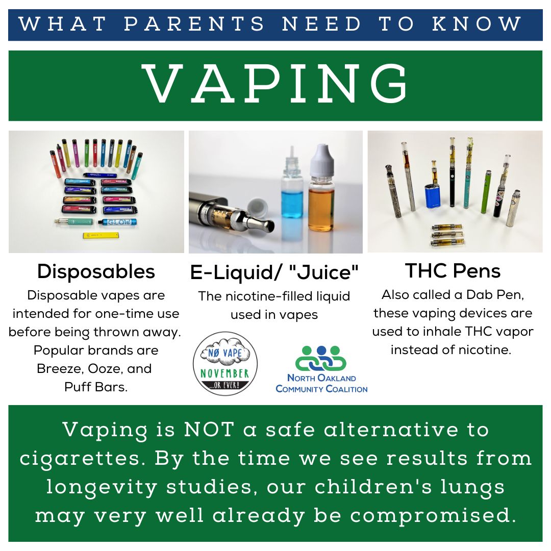 WHAT PARENTS NEED TO KNOW: We know that vaping is NOT a safer alternative to smoking, and by the time longevity studies on vaping come out, the damage on our teens' lungs will have already been done. We've shared some images here of different kinds of vapes and THC pens that are commonly used by teens. If you see your child using one of these devices, make sure to talk to them about the dangers and risks associated with vaping.