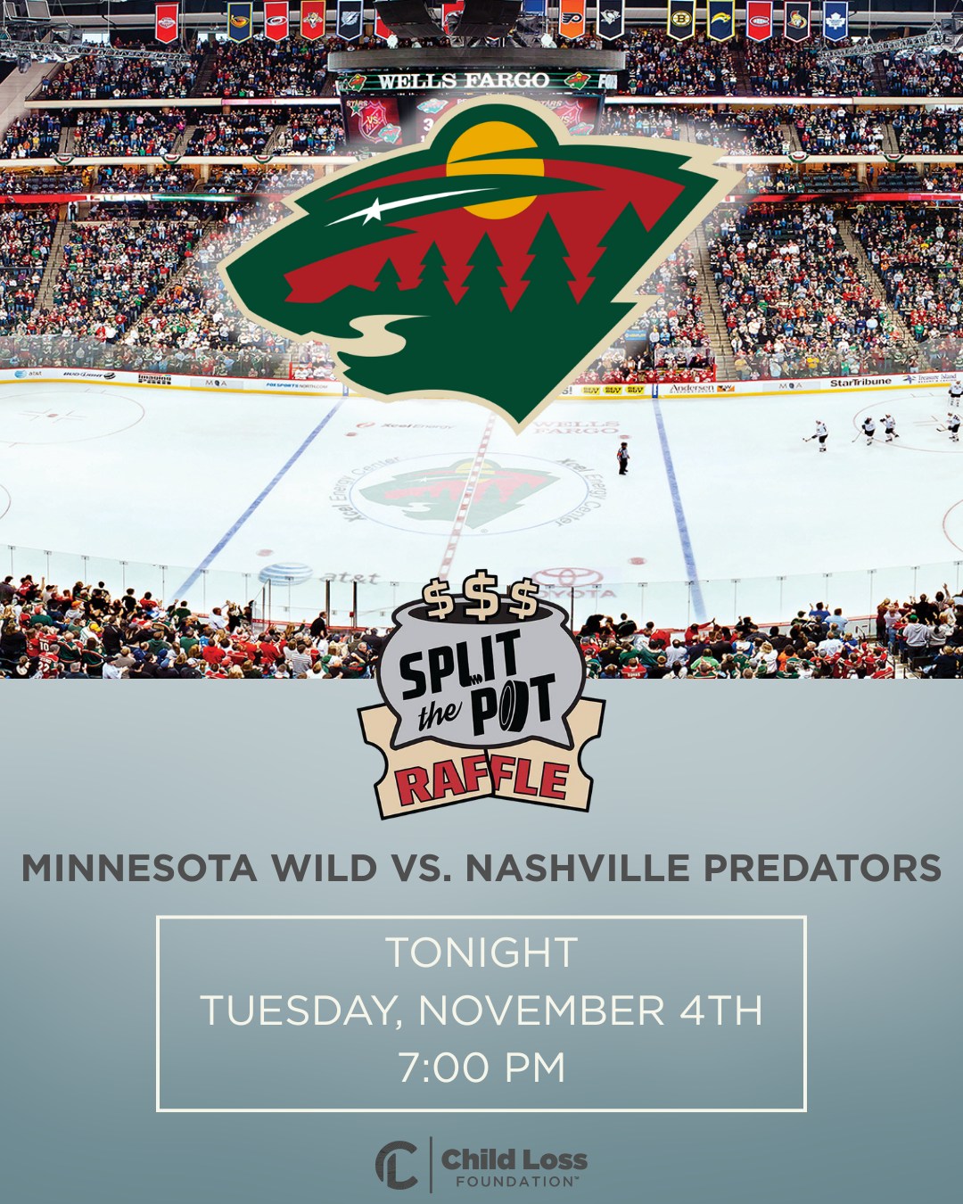We’re grateful to be tonight’s Split the Pot beneficiary at the MN Wild game! 🏒💚
If you’re attending, don’t miss your chance to play—your participation helps bring hope and healing to grieving families through the Child Loss Foundation.
#mnwild #splitthepot #childlossfoundation #griefsupport @mn.wild