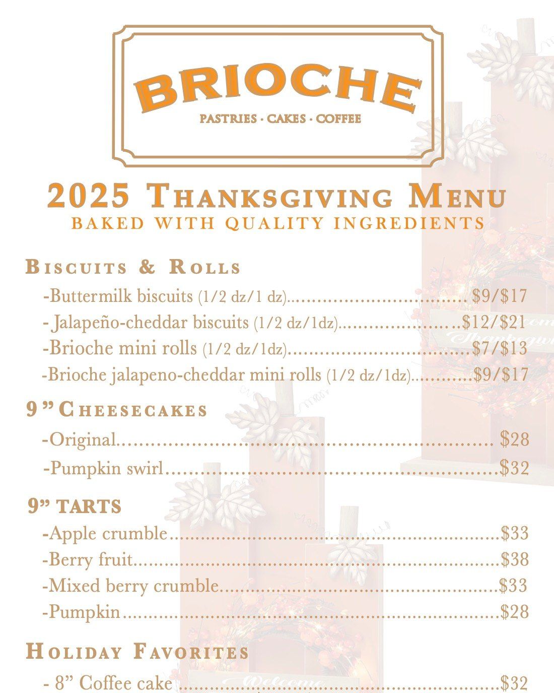 Thanksgiving season starts now! 🍁 Pre-orders are live — don’t miss out on your holiday favorites. Link in bio!
·
·
·
·
·
·
#pastries #brioche #ShopSmall #shoplocal #briochepastries #Montebello #Thanksgiving #Thanksgiving2025 #thanksgivingdesserts