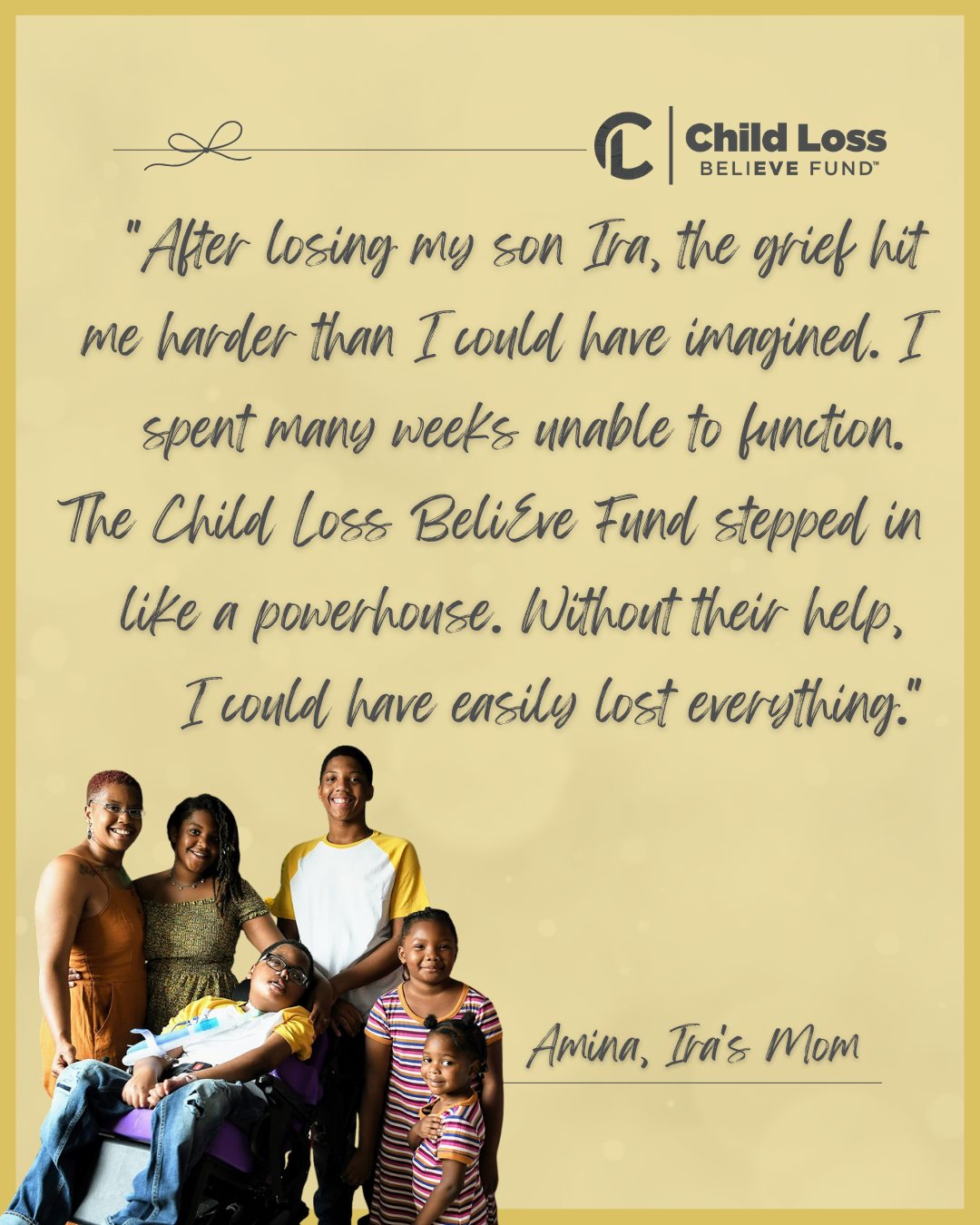After losing her son Ira to a rare disease, Amina faced unimaginable grief while caring for her four other children. 💜 The BeliEve Fund helped her catch up on rent and car payments, offering stability when she needed it most.
#BeliEveFund #ChildLossFoundation #GriefSupport #HopeAfterLoss