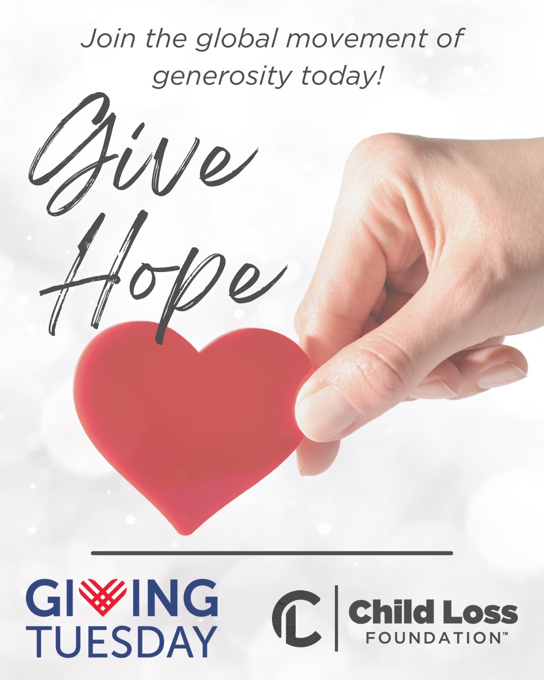 Today is Giving Tuesday, a day built on compassion — a reminder that even small acts of generosity can make a big difference.
Today, we invite you to support families grieving the loss of a child. Your gift helps create spaces of support, comfort, connection, and understanding when they’re needed most. Link in bio.
#childlossfoundation #givingtuesday #compassion #griefsupport #nonprofit #give