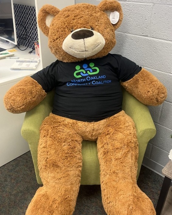 As much as this bear loves our office, they're ready for a new home!
Our furry friends are helping us out by informing students on fentanyl facts, prescription drug misuse, and how to start the conversation at home with their family. Oxford, TODAY 12/10 is your chance to win! Come see us at the NOCC table during all lunch periods to enter your name in the raffle--and you may be the lucky student who can take this bear home!
For more information about prescription drug misuse, facts about fentanyl, and ways to safeguard your home and community, visit https://www.noccmi.org/prescriptions