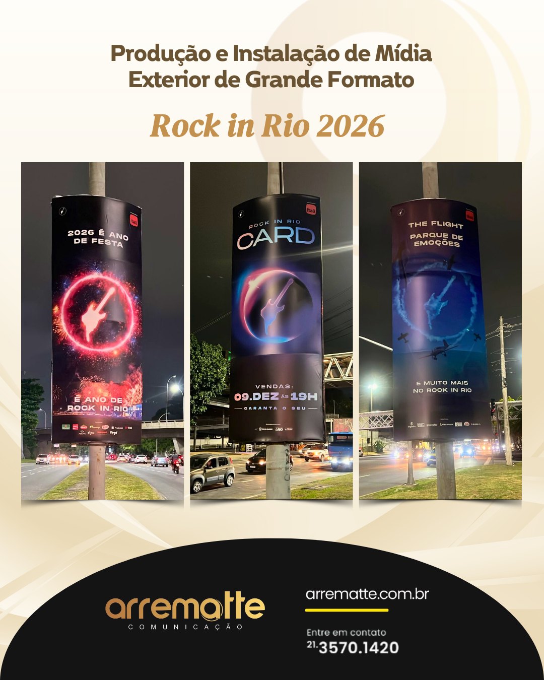 Fomos responsáveis pela impressão em grande formato dos cartazes promocionais do festival, que estão espalhados por diversos pontos do Rio.
Cada peça foi produzida com alta definição, fidelidade de cor e acabamento de excelência, levando a energia do evento para as ruas e assinando mais um projeto de impacto.
Impressões que movimentam marcas, eventos e experiências.
#Arrematte #ComunicaçãoVisual #RockInRio #ImpressãoEmGrandeFormato #PainéisPromocionais #ProduçãoVisual #EventosRJ #DesignDeImpacto #VisualQueImpressiona #CampanhaNasRuas #QualidadeQueImpressiona