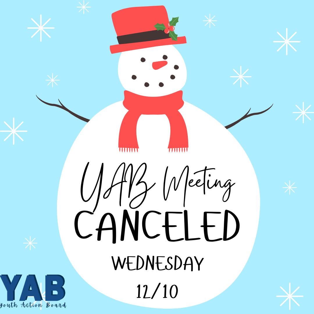 Due to inclement weather, the Oxford YAB meeting this morning is canceled. We hope everyone has a safe and warm snow day! ❄️