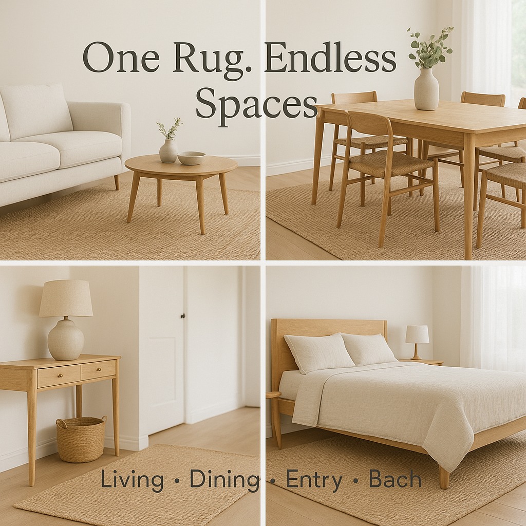 One rug. So many ways to style it.
Living room. Dining area. Entryway.
Even the holiday bach.
Our jute rugs are designed to move with your space and your lifestyle — not lock you into one look.
Style it once. Love it everywhere. www.nestwraps.co.nz