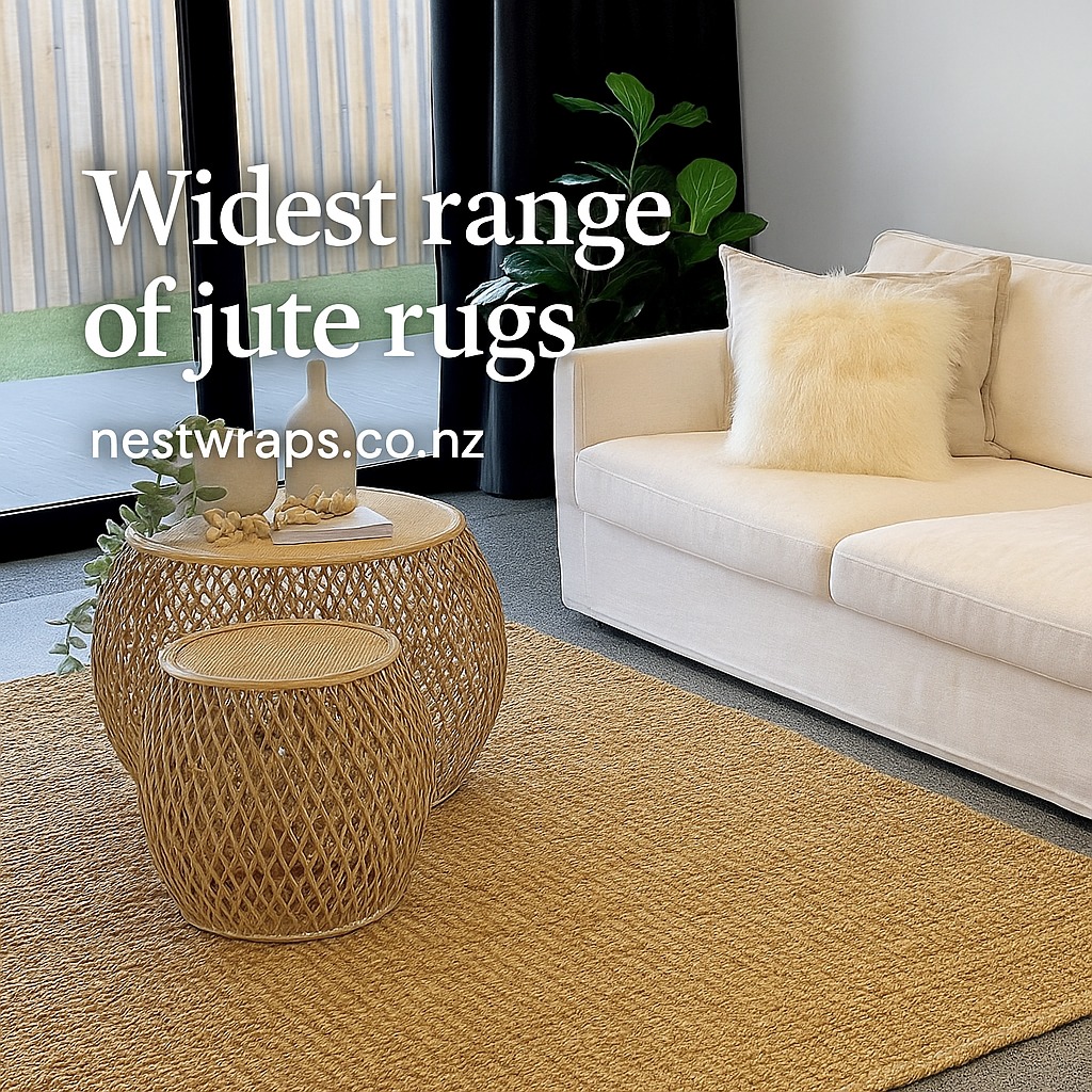 Decor that feels good — in every sense.
Our jute rugs are made from natural fibres, designed to last, and age beautifully over time.
No fast décor. No trend chasing. Just a conscious choice that works with real homes and real living. www.nestwraps.co.nz