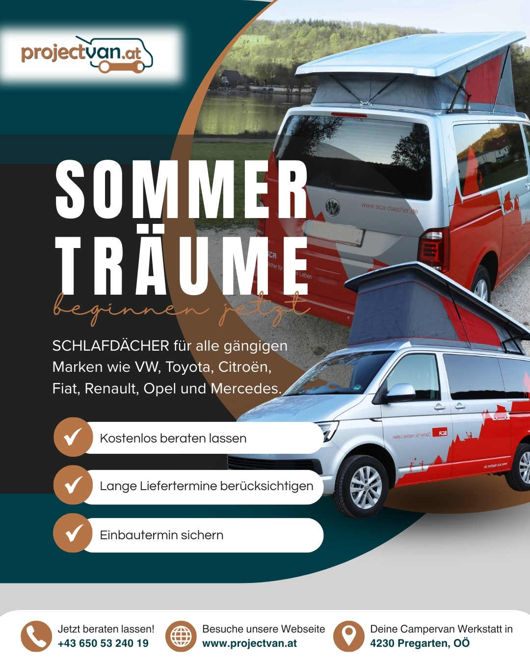 Träumst du vom perfekten Sommer auf vier Rädern? 🌅
Rechtzeitig an ein Schlafdach denken lohnt sich.
💡Lange Lieferzeiten
💡Einbautermin sichern
Mit einem Schlafdach wird dein Van zum gemütlichen Rückzugsort.
Lösungen für VW, Toyota, Citroën, Fiat, Renault, Opel und Mercedes - jetzt anfragen!
👉 Kostenlose Beratung!
#VanlifeDreams #Schlafdach #CamperVan #VanlifeAdventure #VanLife #VWBus #MercedesVan #FiatDucato #VanTravel #Camping #CampingÖsterreich