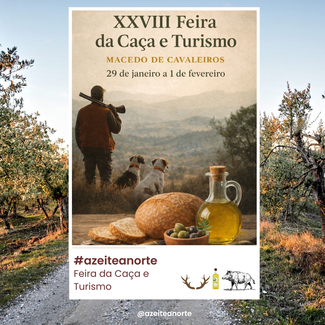 🦌🌿 XXVIII Feira da Caça e Turismo | Macedo de Cavaleiros 🌿🦌
No último fim de semana de janeiro, Macedo de Cavaleiros volta a ser ponto de encontro de quem vive a caça, a natureza e as tradições rurais. De 29 de janeiro a 1 de fevereiro, a XXVIII Feira da Caça e Turismo celebra três décadas de uma festa que marca o território e a identidade transmontana.
Durante quatro dias, o concelho transforma-se num espaço de partilha entre cultura cinegética, turismo de natureza e gastronomia regional. Montarias, falcoaria, atividades ao ar livre e animação permanente cruzam-se com o convívio à mesa, onde os sabores da terra — preparados como manda a tradição — reforçam a ligação entre o campo e quem o visita.
Mais do que um evento anual, esta Feira é uma montra do património natural e paisagístico de Trás-os-Montes, contribuindo para dinamizar o turismo, valorizar os produtores locais e afirmar Macedo de Cavaleiros como destino de autenticidade, identidade e hospitalidade.
📍 Macedo de Cavaleiros
📅 29 de janeiro a 1 de fevereiro
🌿 Tradição, natureza e sabores com história.
Viaja. Descobre. Experimenta
#azeiteanorte #feiradacaçaeturismo #macedodecavaleiros #azeiteportuguês #azeite #tradiçãoportuguesa #saboresdeportugal #trásosmontes #culturaetradição #eventoscomsabor #altodouro #nortedeportugal #turismorural #olivoturismo #oliveoilturism #gastronomia #gastronomy #portugal #portoandnorth #visitportugal #visitportoandnorth #olivoturismoportugal #produtoslocais #tourism