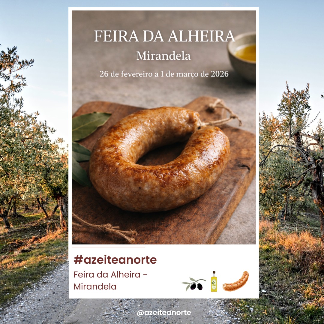 O inverno em Trás-os-Montes tem sabor próprio🌿.
De 26 de fevereiro a 1 de março de 2026, a cidade de Mirandela volta a celebrar um dos seus maiores símbolos gastronómicos com a Feira da Alheira de Mirandela — um evento que une tradição, território e identidade.
Com raízes no século XVI e reconhecimento como IGP desde 2016, a Alheira de Mirandela é mais do que um produto: é herança cultural, memória coletiva e o melhor enchido do mundo!
Durante quatro dias, o Parque do Império recebe produtores, restauração, showcookings, degustações, concertos e iniciativas culturais e desportivas que reforçam a autenticidade transmontana e projetam o Norte além-fronteiras.
Um encontro entre passado e inovação.
Um palco de sabores genuínos.
Um inverno que se vive à mesa.
📍 Mirandela
📅 26 fevereiro a 1 março de 2026
Descubra o Norte. Valorize a tradição.
#azeiteanorte #mirandela #feiradaalheira #alheirademirandela #trasosmontes #nortenatural #norteportugal #gastronomiaportuguesa #saboresdonorte #turismogastronomico #patrimonioalimentar #produtosregionais #identidadetransmontana #visitmirandela #descobriroportugal #invernotransmontano #tradiçãoportuguesa #igp #territorio #saboresautenticos #eventosgastronomicos #feirastradicionais #culturadonorte #economialocal #turismonorte #produtolocal #saboresdoinverno #portugalautentico #confrariadaalheira #regiaodotua
