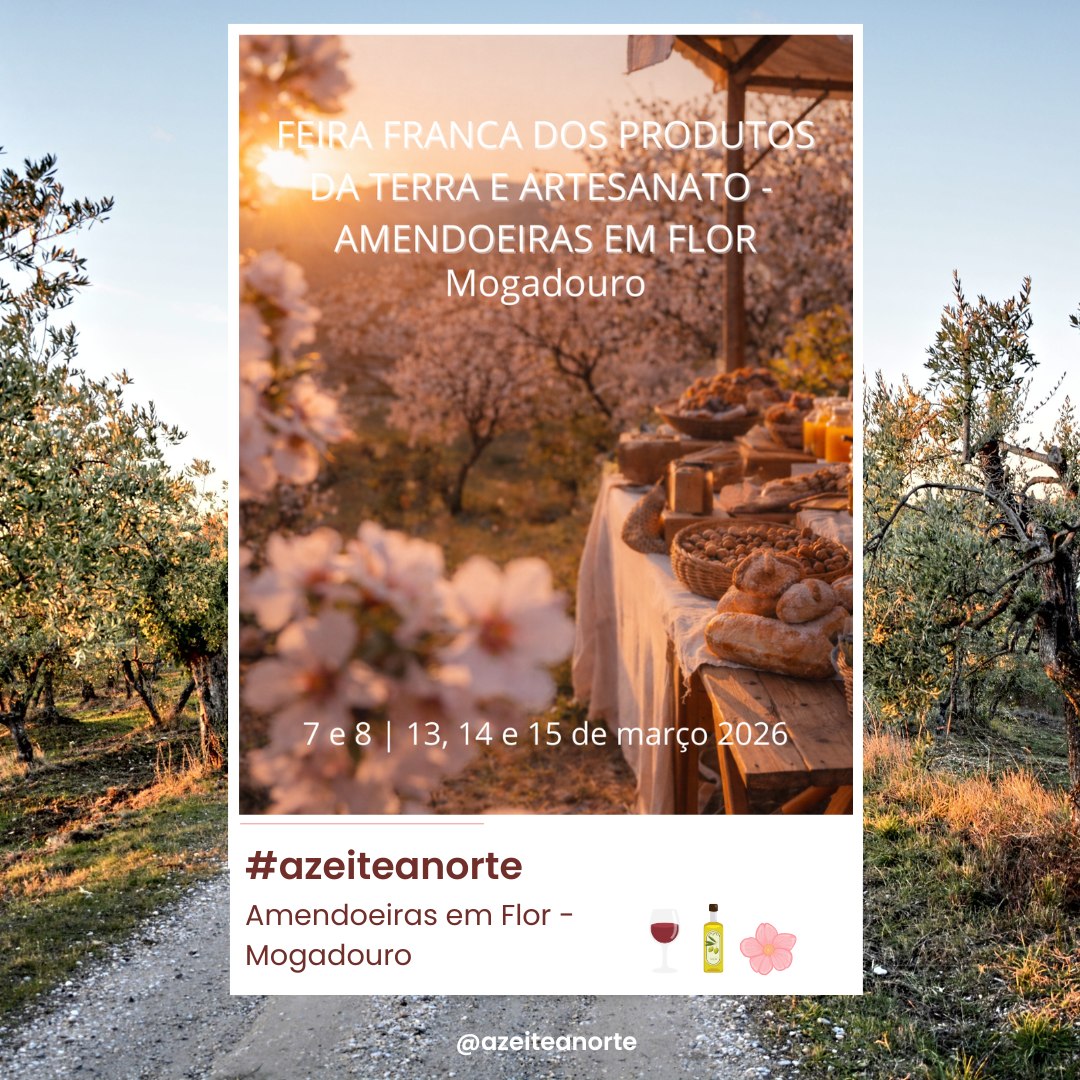 🌸 Mogadouro em Flor: tradição, terra e movimento 🌸
Em março, Mogadouro volta a vestir-se de branco e rosado para receber a XXXIX Feira Franca dos Produtos da Terra e Artesanato – Amendoeiras em Flor 2026.
Nos fins de semana de 7 e 8 | 13, 14 e 15 de março, o concelho celebra a chegada da primavera com aquilo que melhor o define: produtos locais, saberes tradicionais, artesanato, gastronomia e a autenticidade das suas gentes.
Mais do que uma feira, é um ponto de encontro entre produtores, visitantes e território — uma montra viva da identidade transmontana que reforça Mogadouro como destino de excelência nesta época do ano.
🏃♂️ Destaque também para o XXII Trilhos de Mogadouro – Amendoeiras em Flor, que no dia 8 de março junta trail de montanha, caminhada em natureza e corridas jovens, integrando desporto e paisagem num cenário único de amendoais em flor.
📍 Se é produtor ou artesão, as inscrições decorrem até 29 de janeiro de 2026, mediante consulta do regulamento no site oficial do município.
Na Azeite a Norte continuamos a valorizar o que é nosso: a terra, os sabores, as tradições e os eventos que mantêm vivo o interior de Portugal.
Marque na agenda e venha viver a primavera no Nordeste Transmontano.
#Mogadouro #AmendoeirasEmFlor #FeiraFranca #ProdutosDaTerra #Artesanato #TrásOsMontes #PrimaveraEmPortugal #TurismoDoInterior #azeiteanorte #visitdouro #turismonorte #produtosregionais #amendoa #azeiteportugues #vinhodouro #artesanatoportugues #mercadoregional #tradiçãoportuguesa #culturadonorte #portugalautentico #eventosportugal #festividades #saboresdonorte #descobriroportugal #naturezaportugal #serradoreboredo #riodouro #gastronomiaportuguesa #portugalrural