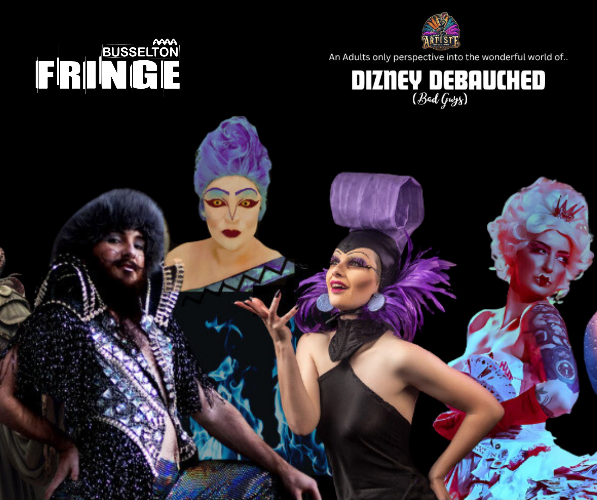 ๐๐จ๐ฎ๐ซ ๐๐๐ฏ๐จ๐ฎ๐ซ๐ข๐ญ๐ ๐ฏ๐ข๐ฅ๐ฅ๐๐ข๐ง๐ฌ ๐๐ซ๐ ๐ญ๐๐ค๐ข๐ง๐ ๐ญ๐ก๐ ๐ฌ๐ญ๐๐ ๐.
Dizney Debauched (Bad Guys) twists fairytales into a wicked burlesque spectacle.
๐ Saturday 28 March
๐ตRating: 18+ only
โฐ Doors 8.00pm โข Show 8.30pmโ10.00pm
๐ The Esplanade Hotel Busselton โ Naturaliste Room
๐ฒ Adults $35 Concession $30
๐ธ Bar available โ strictly no BYO
๐๏ธ Tickets: https://www.trybooking.com/events/landing/1548341
Step into the darkness - itโs where all the fun is.