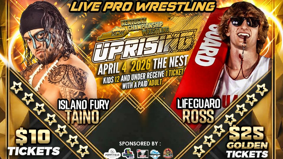 🔥🌊 ISLAND FURY ARRIVES AT UPRISING! 🌊🔥
The 3 Week Countdown to @kycwrestling UPRISING has begun and a huge clash has been signed for April 4th in Virgie!
🏖 Fan Favorite @lifeguardross steps into the ring with the explosive KCW newcomer – @islandfurytaino
Ross has the support of the KCW faithful… but Taino is arriving with one goal — make an impact and take over KCW.
Will Ross defend his home turf for the fans?
Or will Island Fury crash the shore in Virgie? 🌴💥
🎟 Tickets are on sale NOW!
• General Admission: $10
• Golden Tickets: $25
• Kids 12 and Under: FREE With Paid Adult
• Military, Vets, First Responders: FREE
• UPIKE Students and Staff: 20% off Admission!
Get yours NOW at Hillbilly’s or online at www.KYCWrestling.com
📍 The Nest – 1325 KY-610, Virgie, KY
🚪 Doors Open: 6:15 PM
🔔 Bell Time: 7:05 PM
KCW UPRISING – April 4th
Don’t miss the action LIVE!
KCW: Where Tradition Meets Toughness! 💥
#KYCW #UPRISING #VirgieKY #WhereTraditionMeetsToughness #ProWrestling