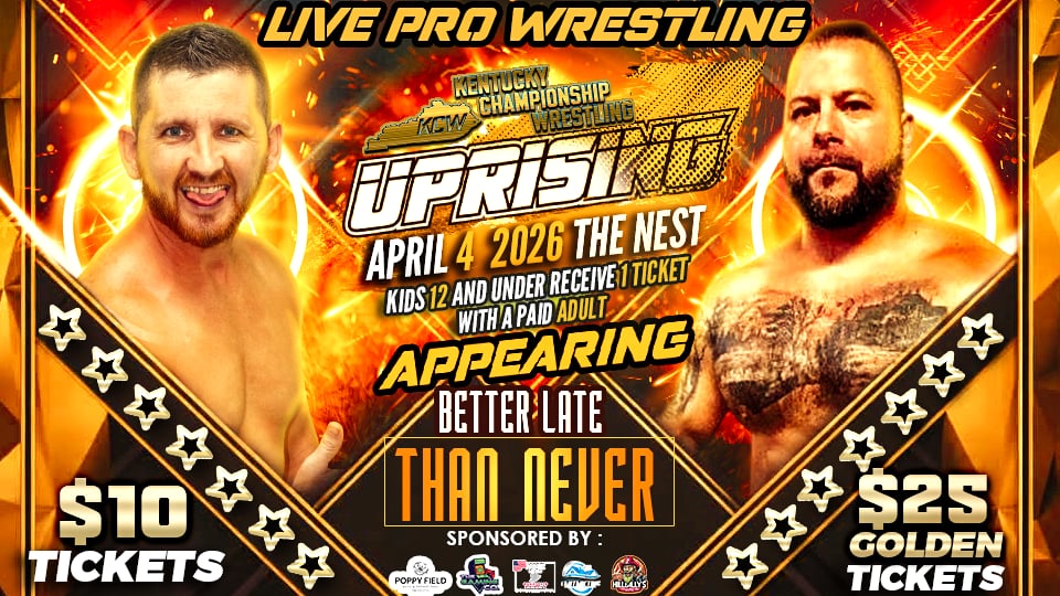 🚨 THEY’RE COMING TO VIRGIE… AND YOU CAN MEET THEM 🚨
🔥 BETTER LATE THAN NEVER 🔥
Adam Newsome & @COLBY CARMICHAEL will be LIVE at THE NEST on APRIL 4TH, 2026 for Kentucky Championship Wrestling Presents UPRISING
And it gets even better…
👉 They will be APPEARING LIVE
👉 They will be SIGNING AUTOGRAPHS
👉 They will be meeting YOU, the KCW faithful!
This is your chance to get up close and personal with one of the hottest tag-teams in Appalachia. Don’t miss your opportunity to meet them, grab an autograph, and witness the energy they bring to KCW! 💥
🎟️ TICKETS ARE GOING FAST!
Be there LIVE or miss out on a night everyone will be talking about!
📍 The Nest – 1325 KY-610, Virgie, KY
🚪 Doors Open: 6:15 PM
🔔 Bell Time: 7:05 PM
🎟️ Get your tickets at Hillbilly’s or online NOW:
👉 www.KYCWrestling.com
⚠️ Don’t wait… moments like this don’t come around twice!
#KCWUprising #BetterLateThanNever #AdamNewsome #ColbyCarmichael #MeetAndGreet #Autographs #KYCWrestling #LiveWrestling #VirgieKY #GetYourTicketsNow