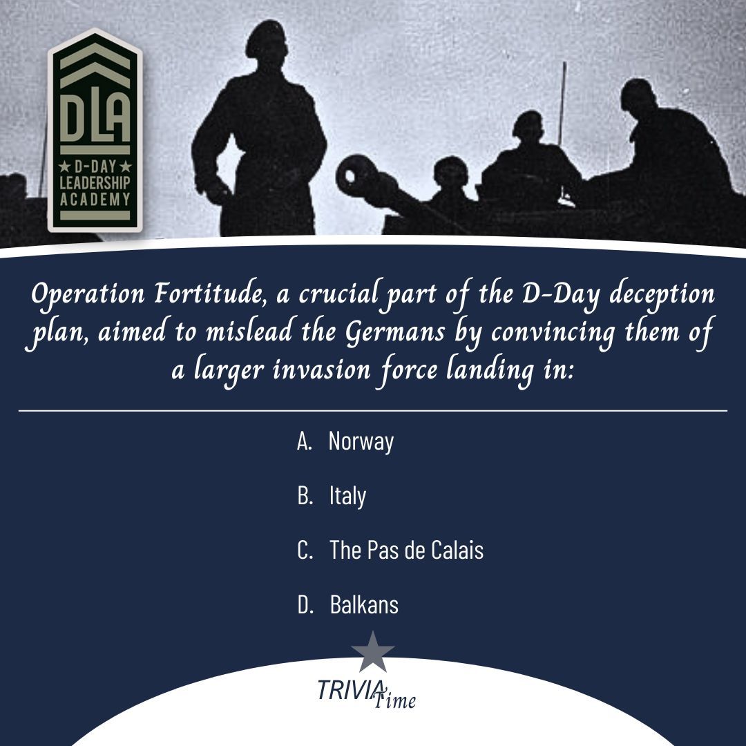Test Your D-Day Knowledge with Trivia Time! Show Off Your Expertise and Rise to the Challenge!
Learn More 🌐 https://www.ddayleadershipacademy.com/
#ddayleadershipacademy #DDayFacts #DDayKnowledge #WarHistory #DDayQuiz #LearnHistory