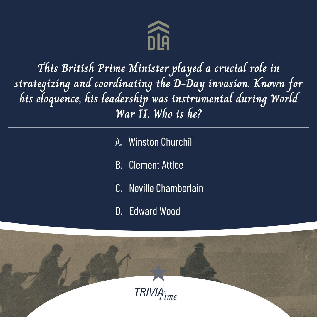 Calling All History Buffs! Engage in Trivia Time to Put Your D-Day Knowledge to the Test! Think You're Up for the Challenge?
Learn More 🌐 https://www.ddayleadershipacademy.com/
#ddayleadershipacademy #DDayFacts #DDayKnowledge #WarHistory #DDayQuiz #warhistory #HistoricalTrivia