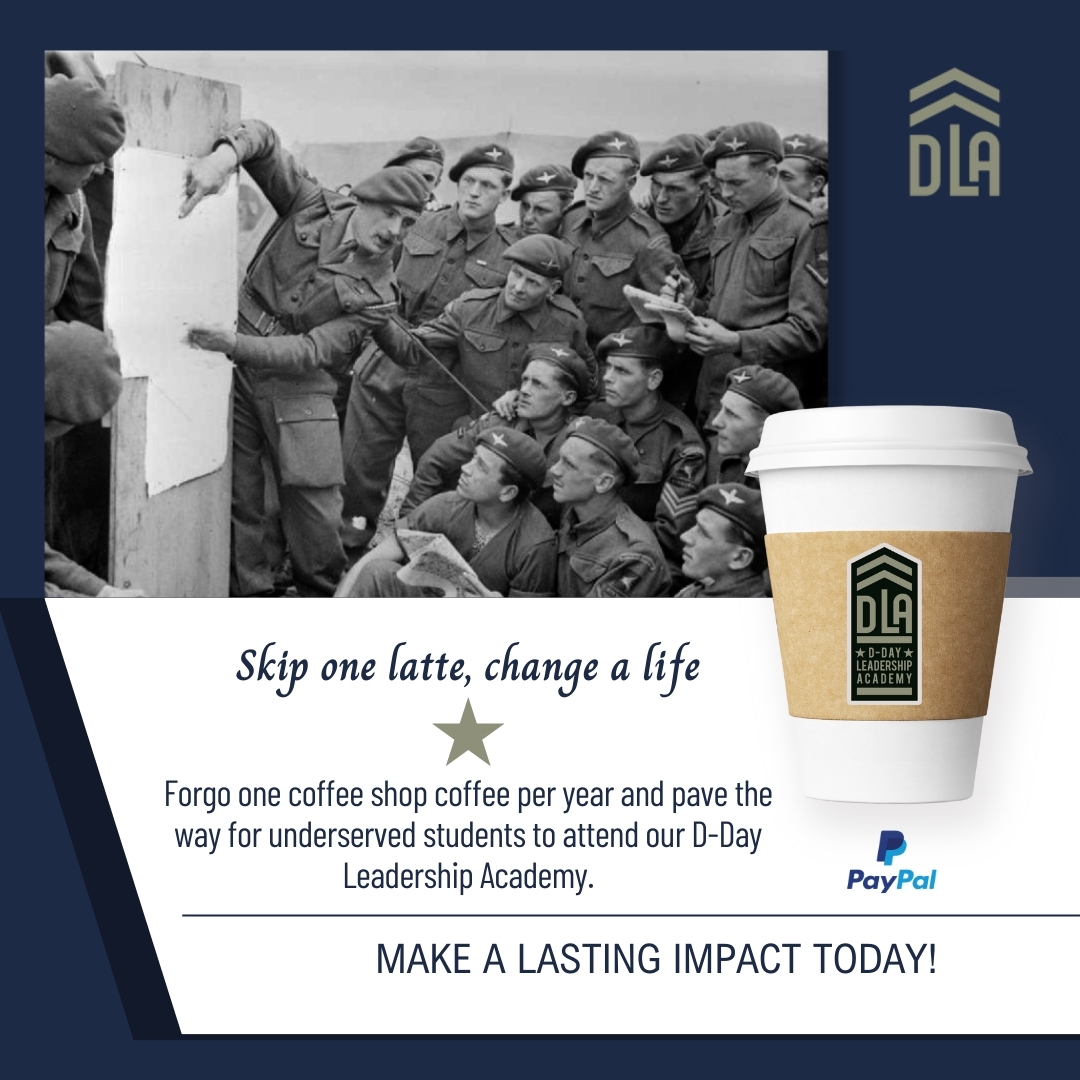 Your daily dose of caffeine can fund a lifetime of possibilities. Give up one coffee per year to send a deserving student to the transformative D-Day Leadership Academy. Your donation builds leaders and opens doors.
Learn More 🌐 https://www.ddayleadershipacademy.com/
#ddayleadershipacademy #WarStories #Miltary #YouthEmpowerment #SupportEducation #AmericanLeadership