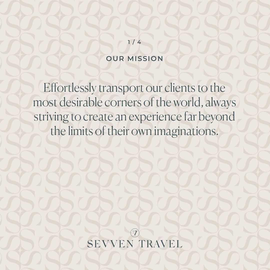 Crafting a purpose-driven mission for your business ✨
A key step in building a standout brand identity starts with solid strategic insights. We kick off every new client project with a deep dive brand strategy session, immersing ourselves in its 'why,' its drive, and what makes it uniquely yours. Here's a glimpse into how we've defined the purpose-driven mission for Sevven Travel.
Let us know your thoughts in the comments below ↓