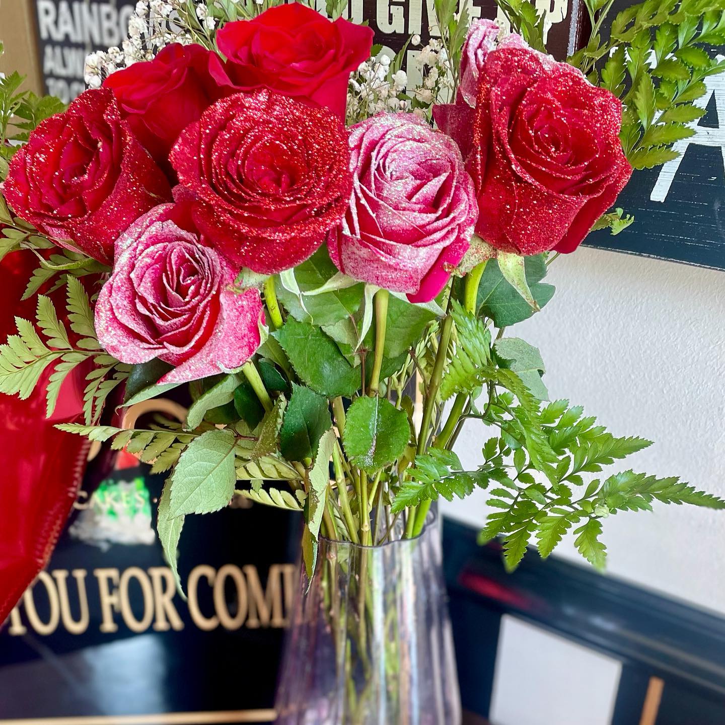 In need of Beautiful Glittered Roses🌹 with Delicious Pastries for your Special Valentine’s …. Walk into @briochepastries today to pick yours♥️