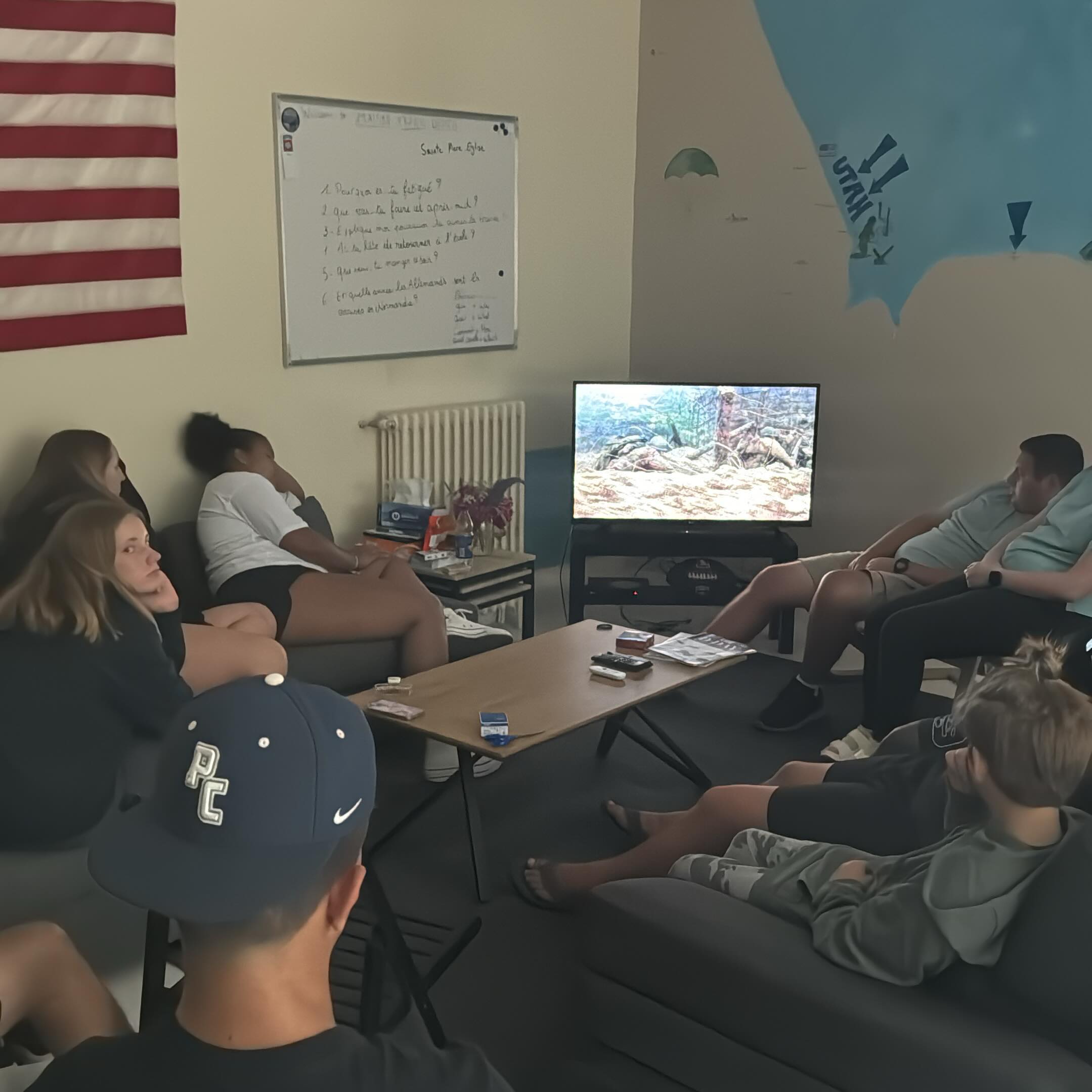These amazing young leaders from Florida and Colorado are watching Saving Private Ryan ahead of their visit to the Normandy American Cemetery tomorrow. They’ll also see Pointe du Hoc and have a 4th of July they will remember forever. Lots of gratitude around here.