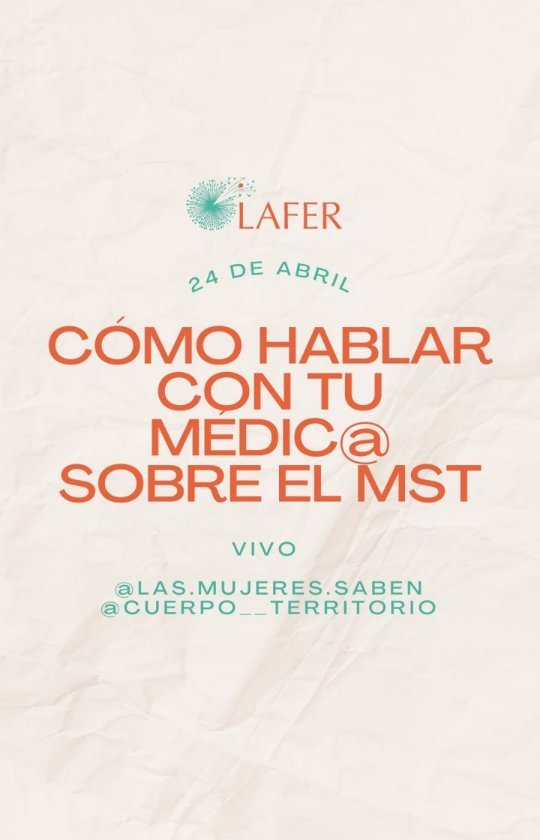 VIVO: CÓMO HABLAR CON TU MEDICX SOBRE EL METODO SINTOTÉRMICO 👀
Con dos compañeras de LAFER, Marisa Godoy @cuerpo__territorio Médica Generalista y Educadora del método sintotérmico, y Pamela Tifni @las.mujeres.saben doula, trabajadora social y Educadora del Método sintotérmico