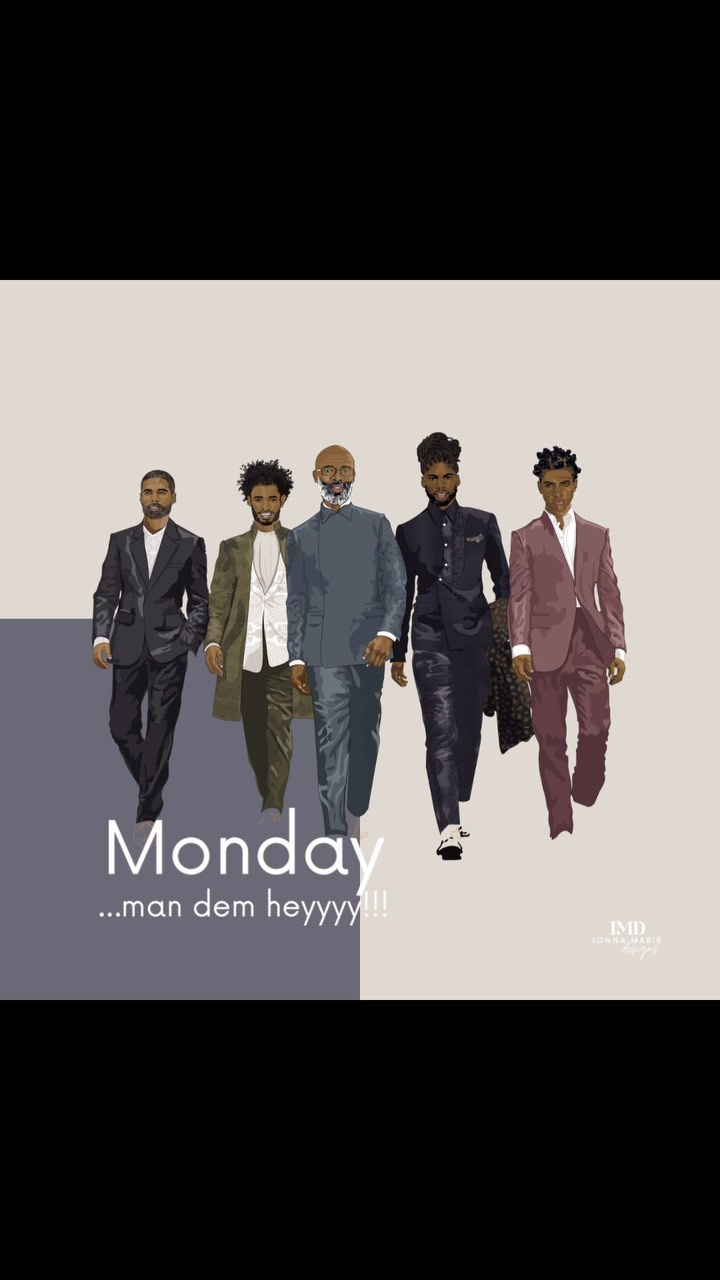 Monday Part 2: …Man dem heyyy!!! 😎✨
.
When the fellas roll up looking fresh, even Monday has to take a step back.
.
This latest creation is all about walking into each moment or situation like it’s your own personal runway- no matter what the day throws at you, walk tall, walk bold and let the world adjust to your stride.
.
New week, new levels. Let’s go!💥
.
.
.
.
.
#ionnamariedesigns #mindayfreshness #walkinpower #blackexcellence #blackartist #creativehappylife #stayinspired #ongoingproject #newideas #experiencethejourney #blackcards #greetingcards #artworks #workofart #mondaymotivation #artisticinspiration