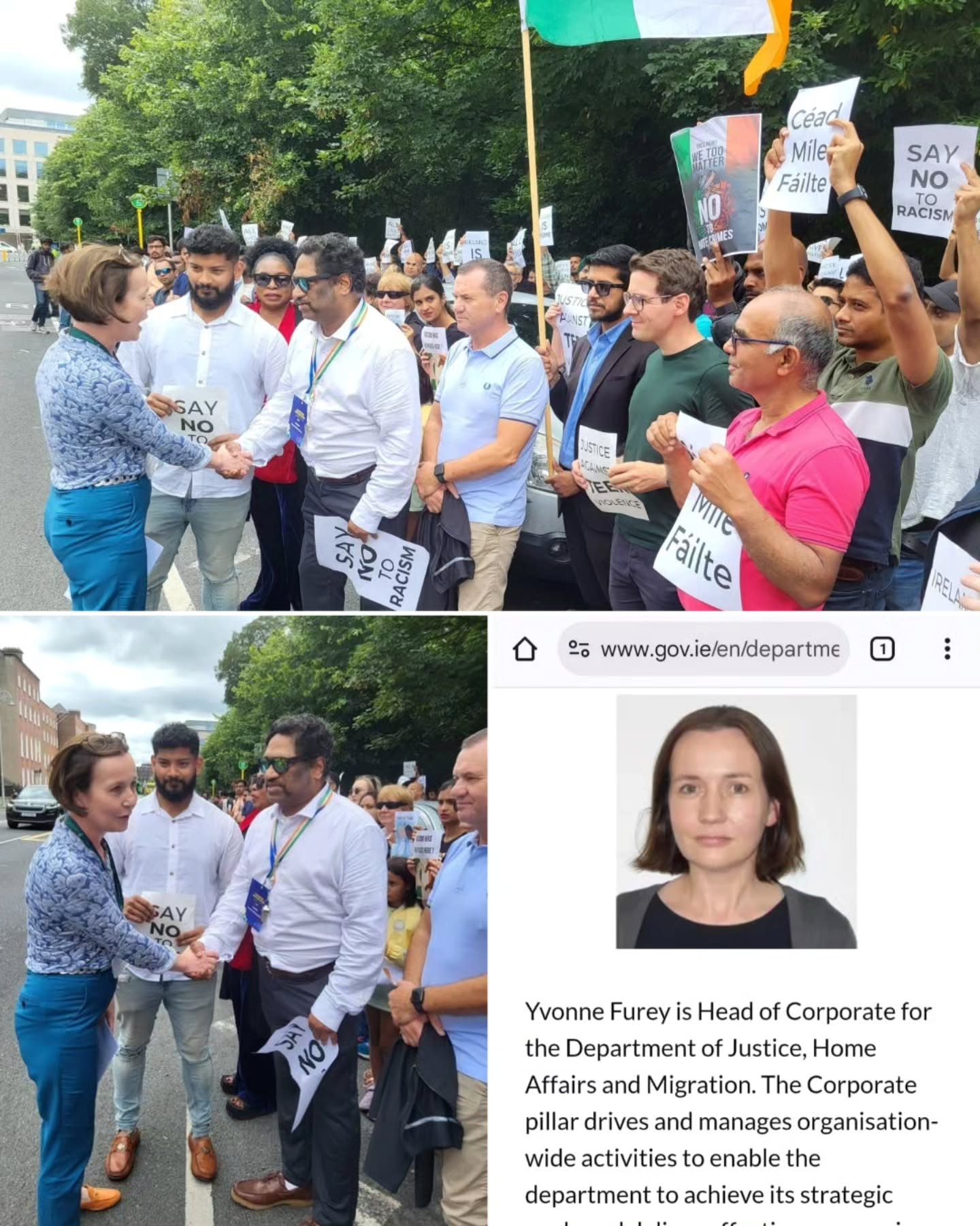 Dear Community,
A heartfelt thank you to everyone who exercised their democratic right, protected under Article 40.6.1.ii – Freedom of Assembly of the Irish Constitution, by joining our 40-minute silent assembly at the Department of Justice on Friday, 25 July at 3pm.
We stepped into this not knowing how it would unfold. Yet, thanks to the exceptional news coverage, our message was heard across the country — without uttering a single word. Together, we stood in solidarity with migrant communities of all backgrounds.
We are truly grateful to Deputy Paul Donnelly, Deputy Ciarán Ahern, Cllr. Breda Hanaphy and Cllr. Cieran Perry for standing shoulder to shoulder with the community.
We were especially moved when a staff member from the Department of Justice crossed the street to meet us. She not only expressed gratitude for our petition but also shared her deepest sympathy during these difficult times, on behalf of the Department.
Go Raibh Maith Agat
Thank you 🙏🏽
#migrantvoices #solidarity #silentassembly #humanrights #communitystrength #togetherforjustice #freedomofassembly #irelandunited #equalrights #standtogether #justiceforall #democraticrights #communitysupport #irelandforjustice #powerofsilence