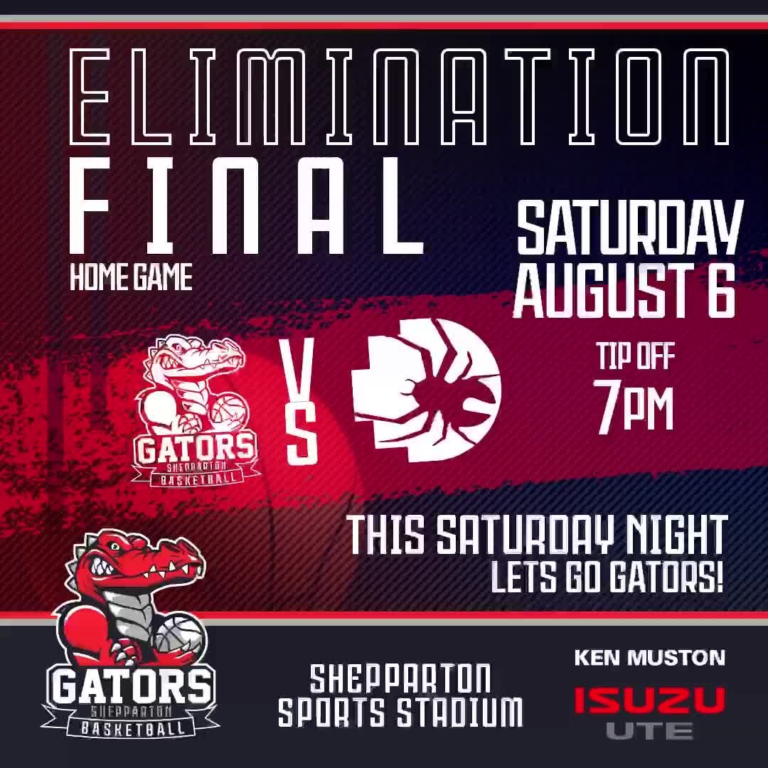 What are you doing this Saturday Night?
The Gators need your support for this Elimination Final more than ever.
See you there!
Saturday August 6 with tip-off at 7pm