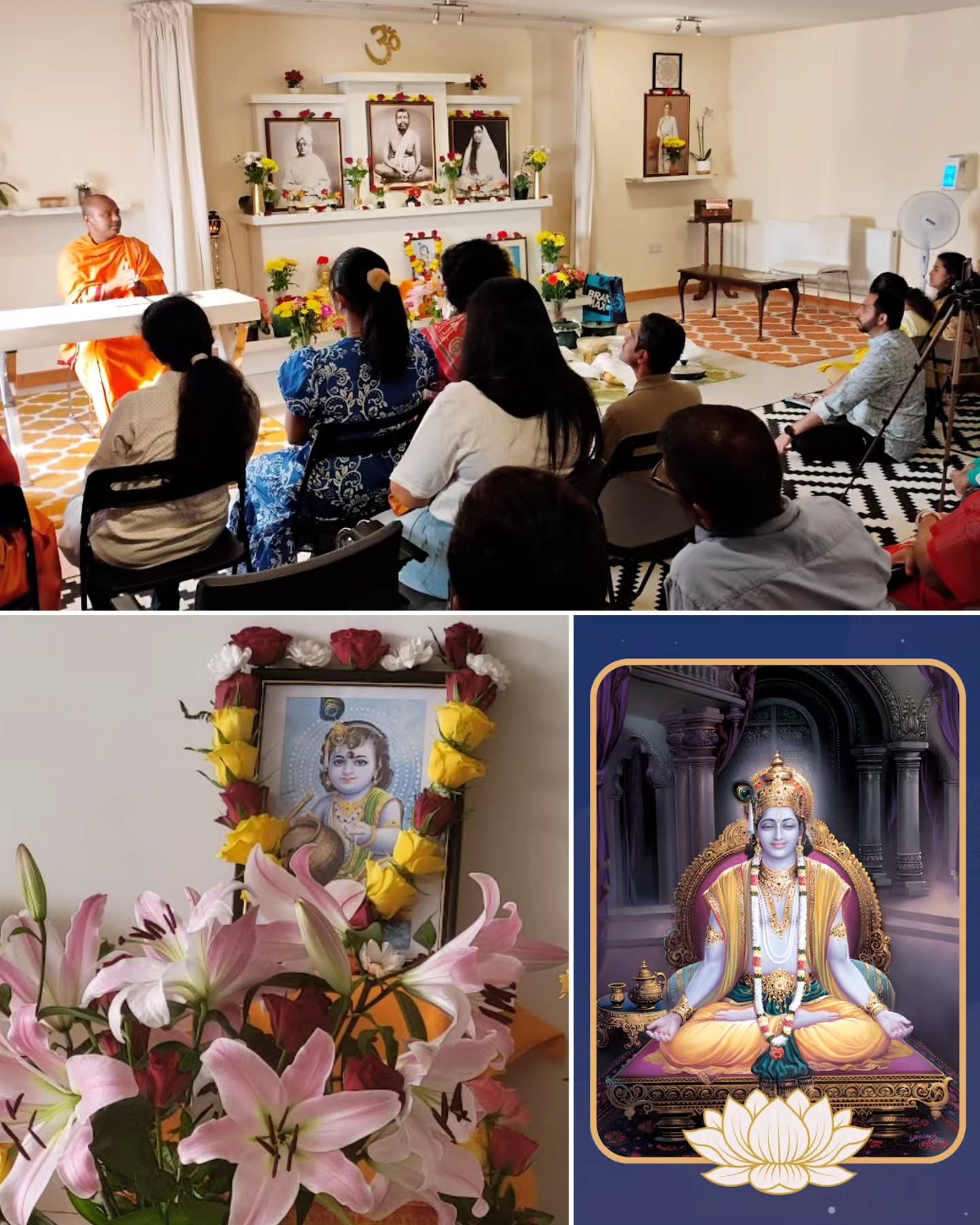 On this sacred day of Krishna Janmashtami, I am truly grateful to Swami Shantivratananda for his inspiring lecture on Krishna as Yogeshwara — the Lord of Yoga. With humour, warmth and devotion, he shared glimpses of Krishna’s divine leela, followed by worship, bhajans, aarti, and of course prasad (food).
Krishna’s wisdom shines most when words are not given as answers, but as mirrors. When he revealed to Karna that he was Kunti’s son and the eldest of the Pandavas, Krishna urged him to join his brothers and step away from Duryodhana. Karna, burdened by a lifetime of injustice and rejection, questioned the fairness of it all. Krishna did not defend or explain — instead, he counter-questioned, gently turning Karna towards his own truth.
In a last-ditch effort to prevent the Mahabharata war, Krishna proposed granting the Pandavas just five villages as a compromise. Duryodhana, however, arrogantly refused, declaring he would not even give them land the size of a needle’s point. His pride and refusal to concede anything to his rivals made the devastating war inevitable. Out of this family feud arose the battlefield of Kurukshetra, where the Bhagavad Gita was revealed — an eternal guide on duty, dharma and the journey of the self.
🌸 This Janmashtami, may we remember Krishna not only as the playful divine child of Vrindavan, but as Yogeshwara — the eternal voice of wisdom that lights the path within.
#KrishnaJanmashtami #BhagavadGita #KrishnaWisdom #Yogeshwara #Mahabharata #Karna #Duryodhana #KrishnaStories #SpiritualJourney #Dharma #DivineLeela #IndianMythology #DevotionalPost #Hinduism #Bhakti #SpiritualWisdom #KrishnaBhakti #Janmashtami2025 #KrishnaTeachings