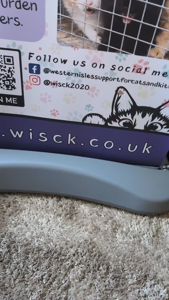 A new outdoor double sided banner for @wisck2020 successfully created, ordered & assembled (with the help of a step ladder as it's over 2m tall and I am not ๐คฃ).
The second side is in Gaelic and the base can be filled with water to ensure it can withstand those Hebridean winds (we hope ๐น๐ค๐ผ)