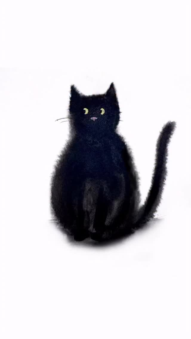Try this watercolour technique to create a fun fur effect for your black cat! The full real time tutorial is on my YouTube channel! Check it out!