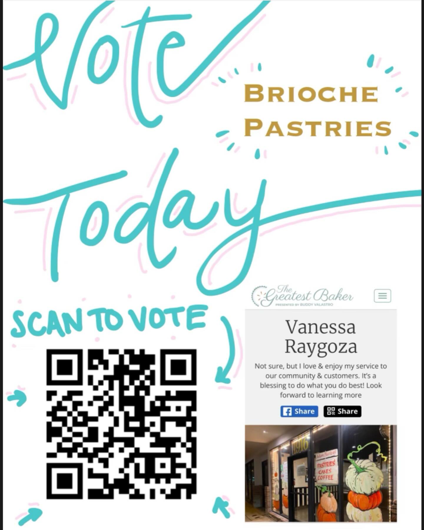Remember Brioche has made the Quarter Finalist for the greatest baker!
Help us advance by voting freely everyday! Copy&Paste the link for website:
https://greatestbaker.com/2024/vanessa-raygoza