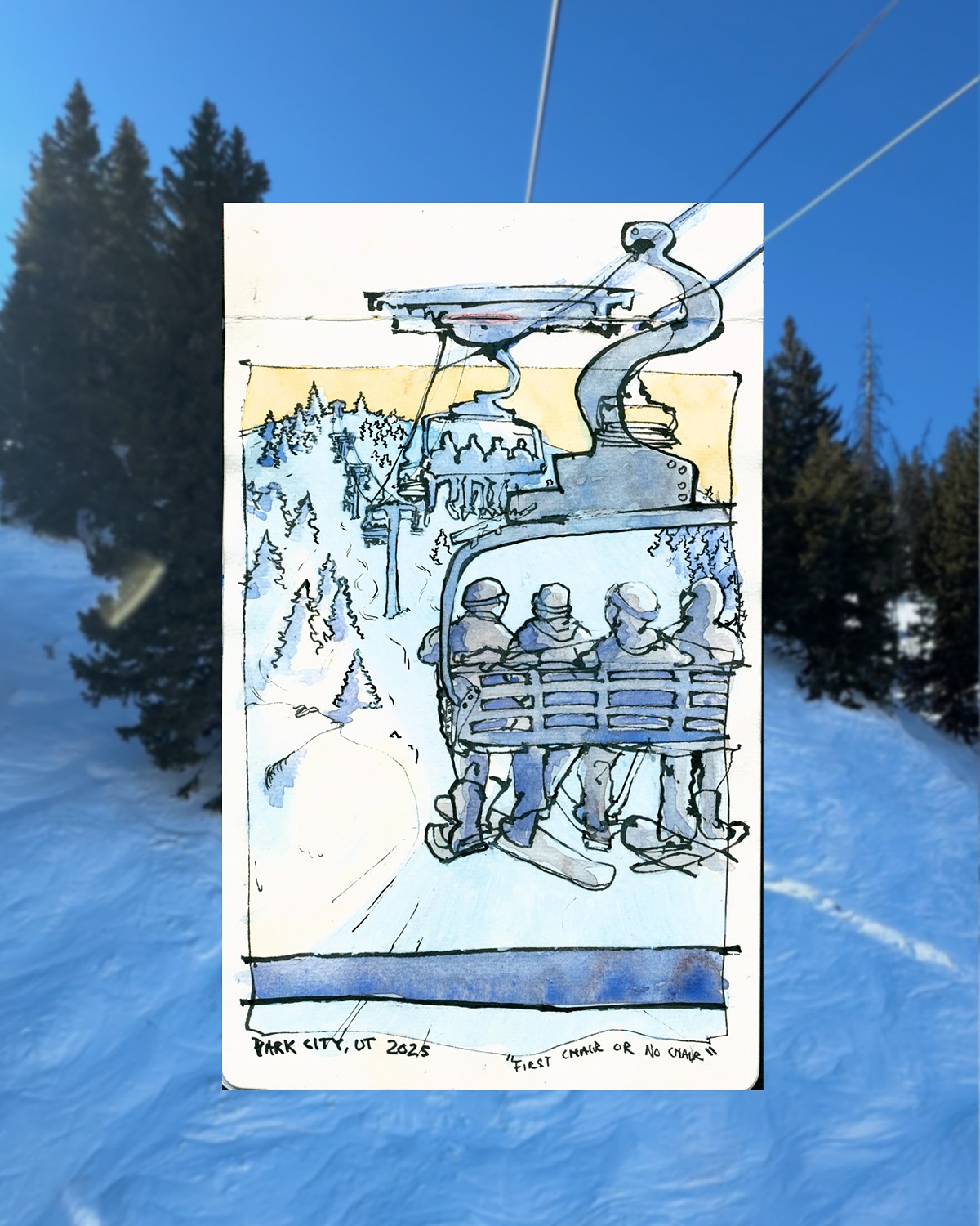 My sketchbook pages from @pcski 🏔️What a great time! #drawing #sketchbook #parkcity