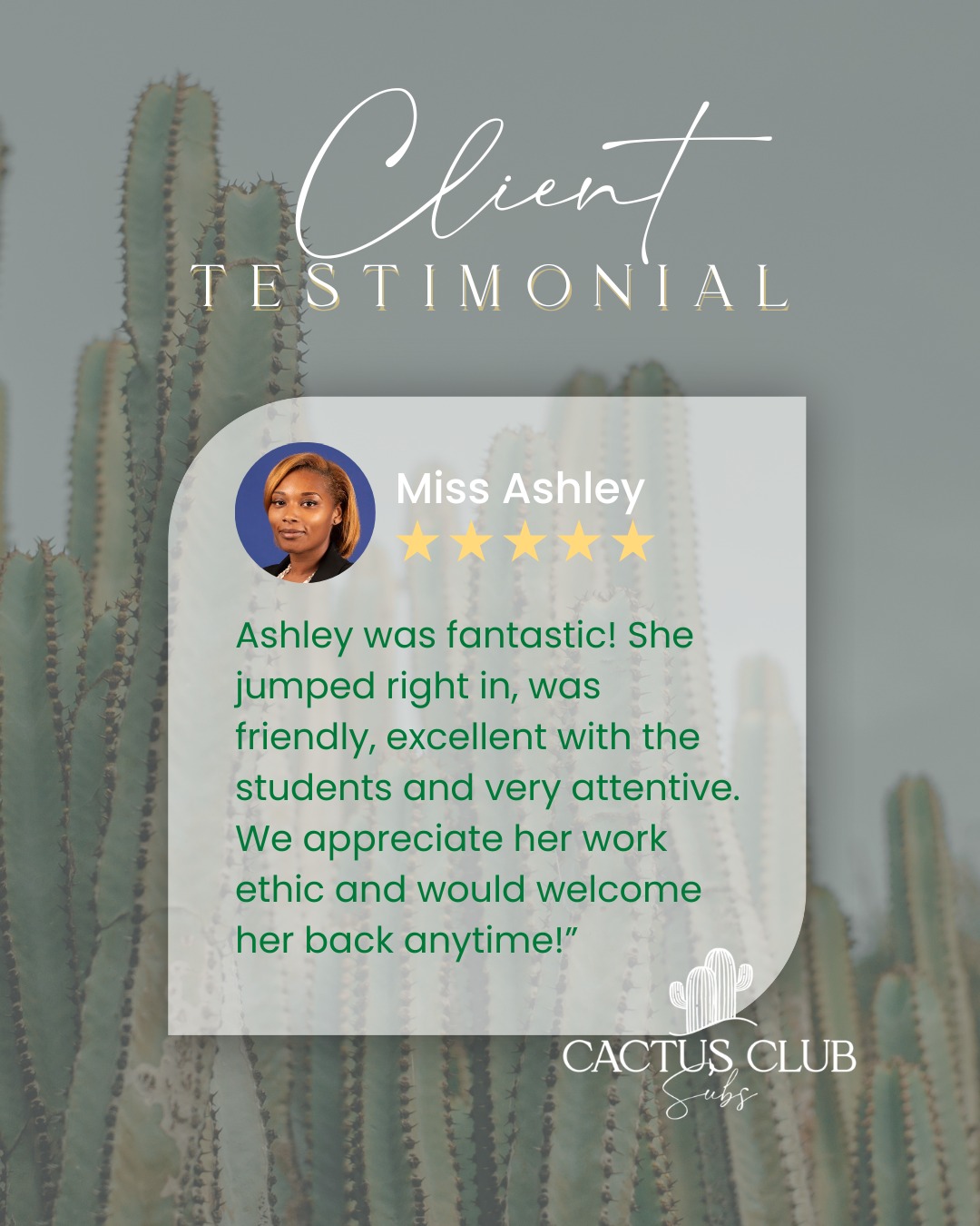 🌟 Another happy school sharing their feedback about our teachers! At Cactus Club, you get experienced preschool teachers who seamlessly join your team when a teacher is out.
Book your first shift today and enjoy 2 hours FREE when you book 8 hours! Don’t miss out! #TeachingJoy #CactusClub #PreschoolSubs #PhoenixPreschools