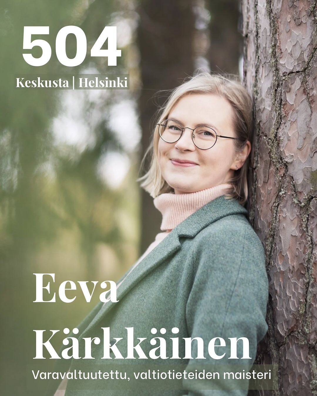 Nyt pääsee äänestämään! 👏🏻
Kuntavaalien ennakkoäänestys on käynnissä kotimaassa 2.–8.4.2025. Varsinainen vaalipäivä on su 13.4.2025.
🤓 Miksi olen ehdolla Helsingin kaupunginvaltuustoon?
Haluan vaikuttaa siihen, mihin suuntaan kotikaupunkiani kehitetään.
Tulevalla valtuustokaudella Helsingin pitää asettaa selkeät tavoitteet, joihin se pyrkii kaikessa toiminnassaan sekä seurata näiden tavoitteiden saavuttamista.
Minusta Helsingin pitää pyrkiä siihen, että:
👶🏻 Helsingissä on Suomen parhaat koulut ja päiväkodit
👵🏼 Helsinkiläisten hyvinvointi lisääntyy
🌲 Lähiluonnon tila paranee ja vehreys Helsingissä lisääntyy
💇🏾♂️ Helsinki on entistä parempi kaupunki työllistää ja toimia yrittäjänä
🤝 Työllisyys Helsingissä paranee kaikissa väestöryhmissä
Toimin kaupunkipolitiikassa uskoen, että Helsinki pystyy näillä kaikilla osa-alueilla parempaan!
🙋🏼♀️ Kuka olen?
Olen Eeva Kärkkäinen, keskustan helsinkiläinen varavaltuutettu sekä
kulttuuri- ja vapaa-aikalautakunnan jäsen.
Työskentelen päivätyössä yhteiskuntasuhdejohtajana lääkeyrityksessä. Asun Lauttasaaressa puolisoni kanssa ja odotamme perheeseemme ensimmäistä lasta tänä keväänä.
Lisää tietoa minusta ja vaaliteemoistani löydät kotisivuiltani sekä Instagramin kohokohdista. Laita viestiä, jos sinulla on mitään kysyttävää! ☺️💬
#keskusta #helsinki #kuntavaalit