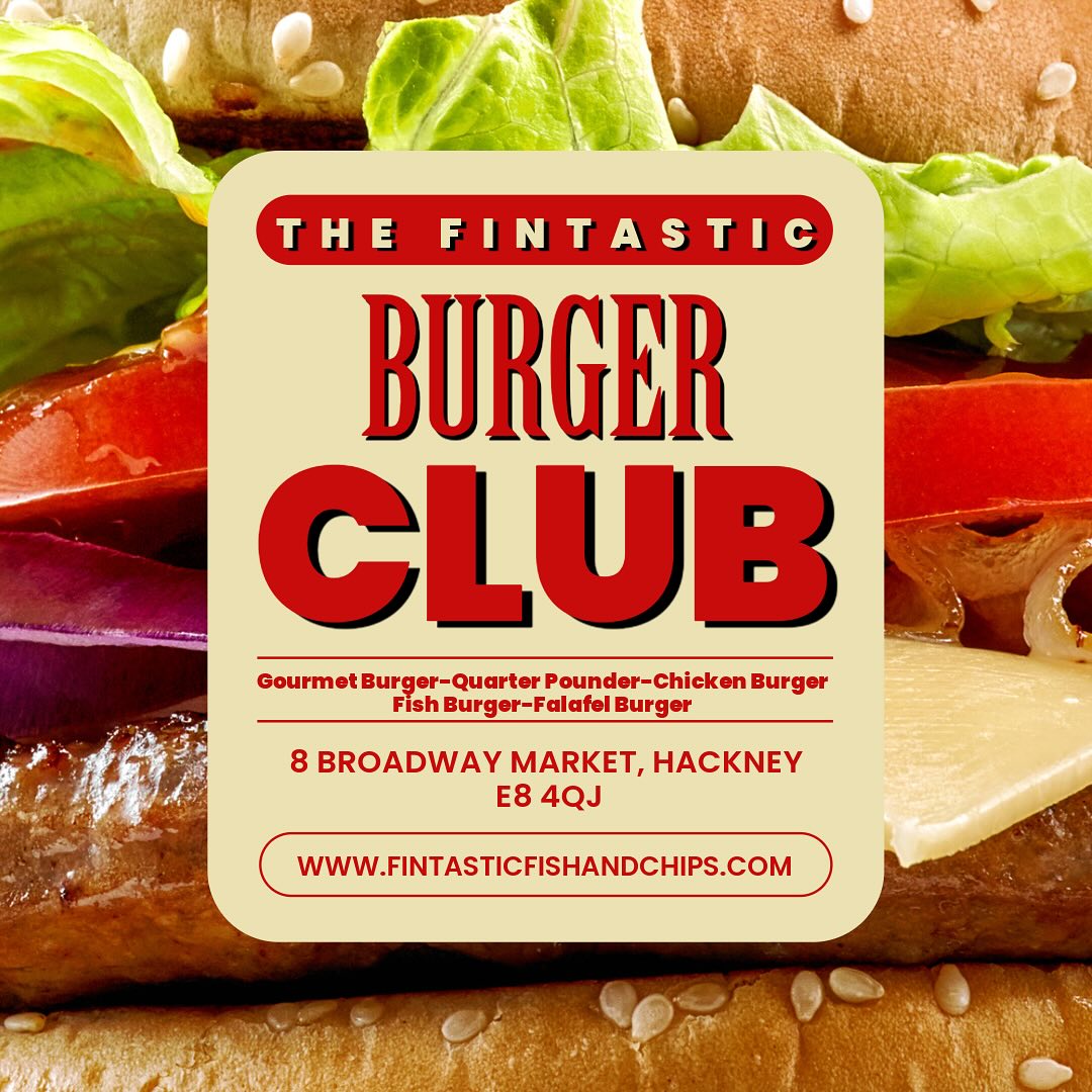 🍔✨Get ready to flip out over our burger menu at Fintastic!
From juicy Gourmet Burgers to crispy Chicken, classic Quarter Pounders, fresh Fish Burgers, and our veggie fave – the Falafel Burger – there’s something for everyone.
Burgers, but make it Fintastic.
#HackneyEats #BroadwayMarket #FintasticBurgers #BurgerLovers #FishAndChipsWithATwist