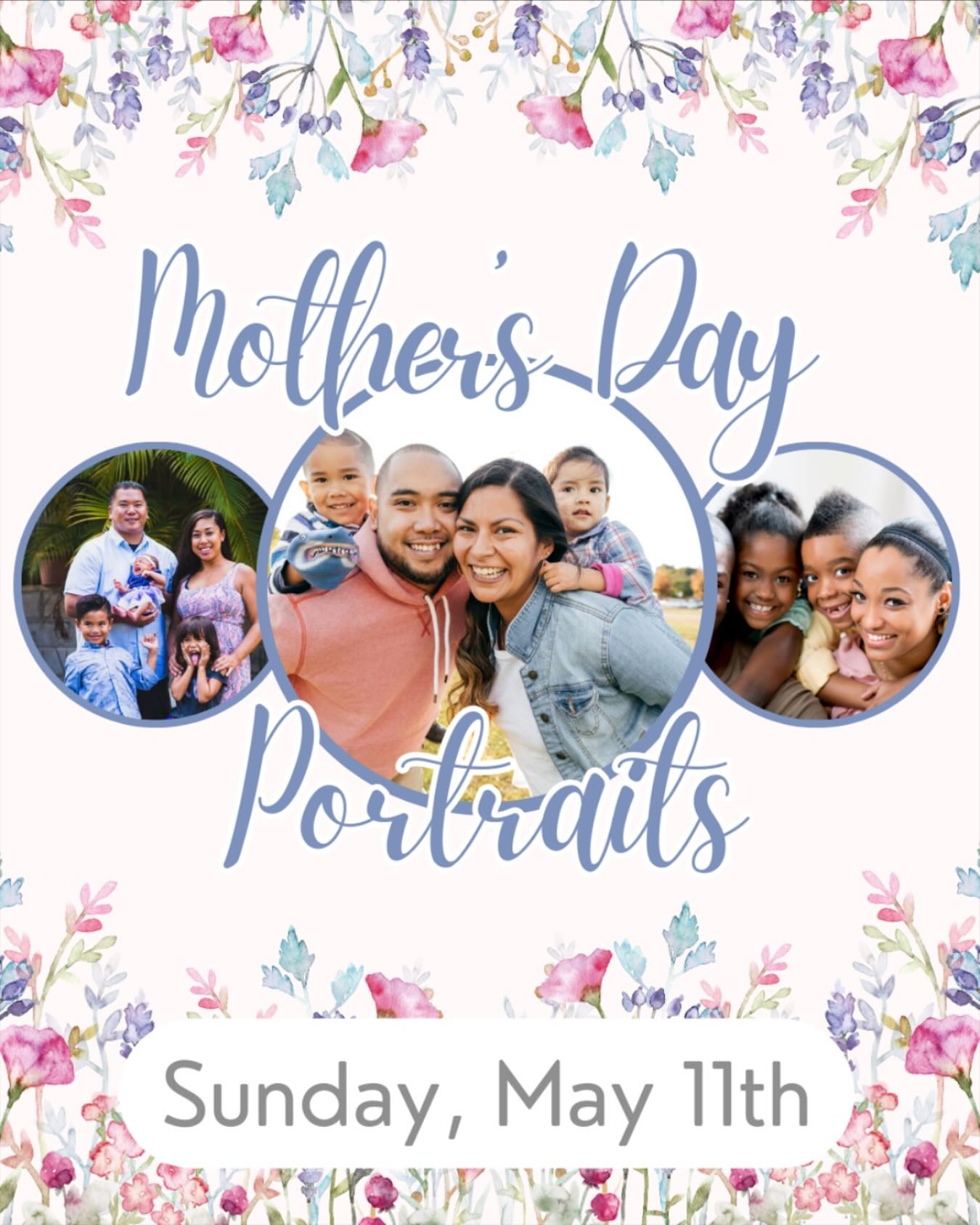Bring your family this Sunday for FREE professional photos! What an awesome gift for your mamas!