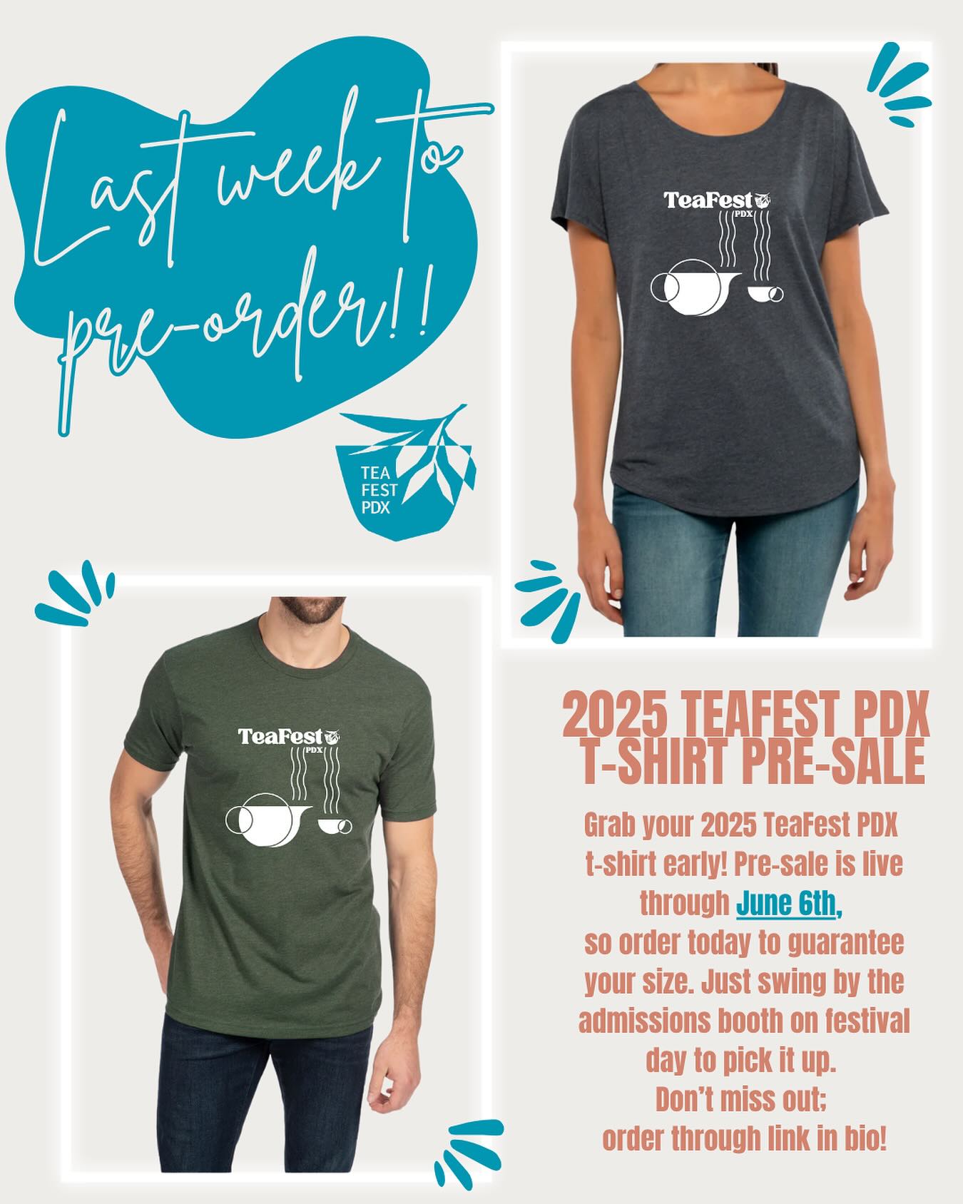Don’t miss out on grabbing a t-shirt showing off our 2025 TeaFest PDX design! Pre-ordering is the best way to ensure that your size, color, and design preference is available the day of the fest! Sale ends on June 6th ✨🫖🍵 - Order yours through the link in our bio!
•
#merch #festivalswag #tea #teafestpdx #portland #pdx #pdxevents #teafestival #teacommunity #tealife