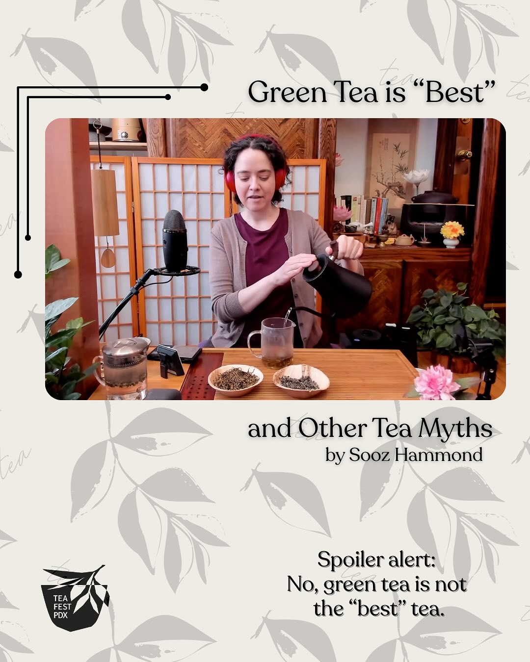 So many exciting classes, have you looked at the line up yet? Here’s just a few more 🫖See you all soon! ✨🤍
•
Green Tea is “Best” and Other Tea Myths
10:00 - 11:00 am; Sooz Hammond
Considering how old our global tea culture is, and the many lenses it has been viewed through over the decades, there’s bound to be quite a lot of myth out there that’s ripe for debunking. In this session, we’ll dive into the most common misunderstandings about tea. (Spoiler alert: No, green tea is not the “best” tea.) We’ll also be taking audience questions and myths that you’ve heard! This session includes a tasty brewing exercise where you'll get a side by side comparison of two teas to help set the stage for our exploration. Some of the myths covered include:
* Tea bags aren’t good quality tea
* Some origins for tea are “good” and some are “bad”
* Tea needs to be rinsed before brewing
* White tea has the least caffeine
* Black tea has the most caffeine
* Green tea is the healthiest tea
* Fresh tea is always best
… and more!
—
Intro to Herbal Blending: Create Herbal Tea Blends for Taste & Function
2:15 pm - 3:00 pm; Alisha Kloc
Learn the art of herbal blending, starting with a foundation of practical considerations and expanding into how to achieve flavor and function goals. Explore ways to taste-test and acquire useful feedback (without driving your family and friends crazy). Recognize when a recipe isn’t working, and learn how to rework it into a blend you love.
—
Bowl Cupping (2 Options)
11:40am & 12:30pm, Charles, Laurie, & Anais Dawson
Tea professionals use many methods to evaluate teas. We will be exploring one lesser-known method and discussing comparisons to other techniques. The bowl cupping method introduced here is easily performed at home, and participants will get hands-on experience in this workshop.
•
#teafestpdx #teaeducation