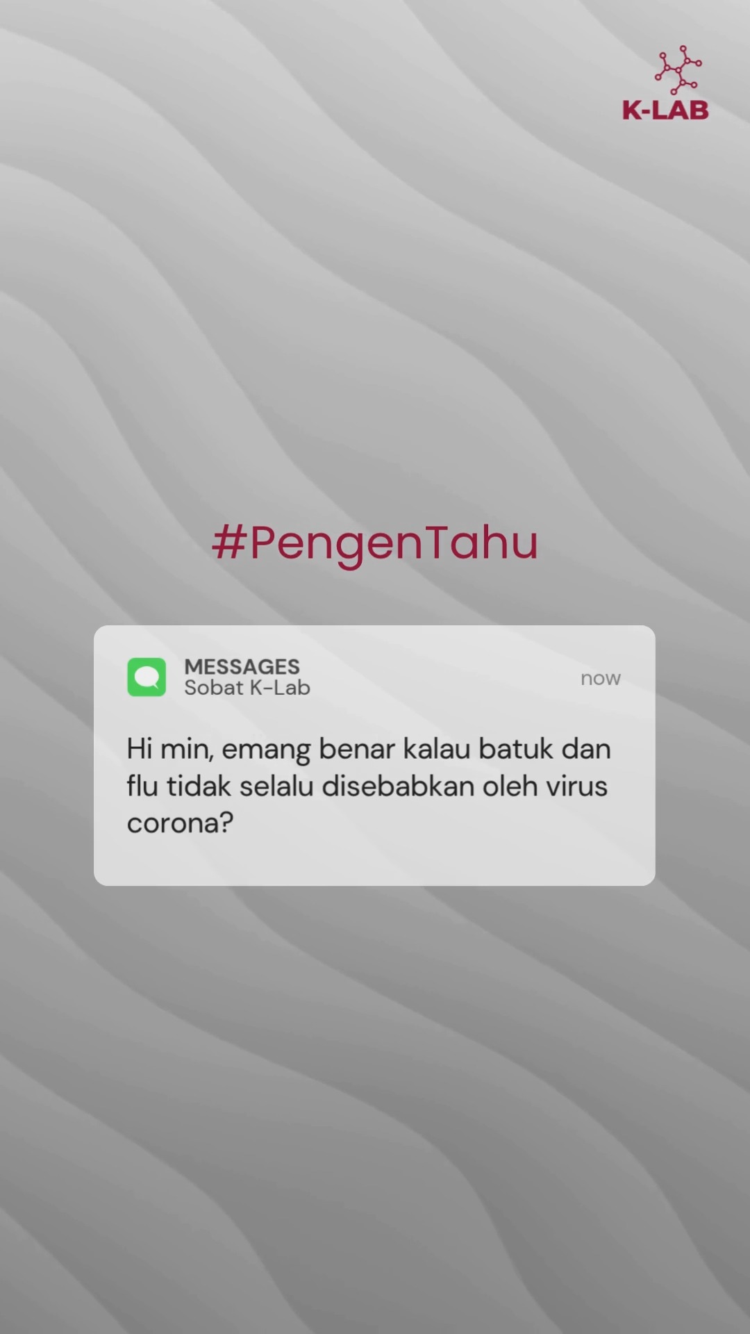 👋 안녕하세요, Sobat K-LAB! 💙
🤧 Udah minum obat batuk tapi nggak sembuh-sembuh? Atau pilek datang lagi... dan lagi... tiap bulan? 😷 Wah, bisa jadi penyebabnya bukan cuma flu biasa, lho!
🔍 Yuk, cari tahu penyebab pastinya! Karena beda penyebab = beda cara penanganan. Kalau kamu terus-terusan sakit tapi nggak kunjung pulih, ✨ saatnya cek lebih dalam lewat Panel Pemeriksaan Respiratory!
Cukup 1x tes, kamu bisa tahu:
🦠 COVID-19
🌬️ Influenza
👶 RSV
...atau infeksi lainnya!
📊 Hasil cepat, akurat, dan penanganannya jadi lebih tepat 🎯 Jangan tunggu makin parah. Yuk, jaga kesehatan💨
#KLAB #RespiratoryCheck #DeteksiDini