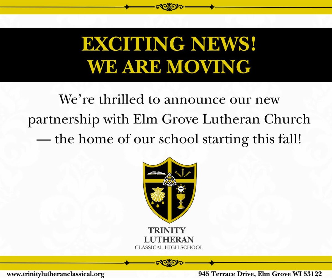 Join us as we embrace God's blessings and new possibilities with our new partner church! egl.org
#TrinityLutheranClassical #ElmGroveLutheranChurchWI