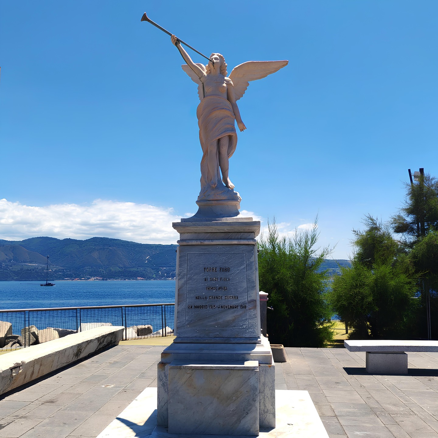An angel watching over memory.
Below, the Strait of Messina, and a feluca quietly sailing by.
.
.
.
📸 @VisitCapoPeloro | © Edited visual from original by @rocaf91 – Ask before reuse.
.
.
.
#VisitCapoPeloro #CapoPeloro #TorreFaro #Messina #VisitMessina #Sicily #VisitSicily #StraitofMessina #SouthItaly #MediterraneanLife
.
.
Content protected under EU copyright law.
