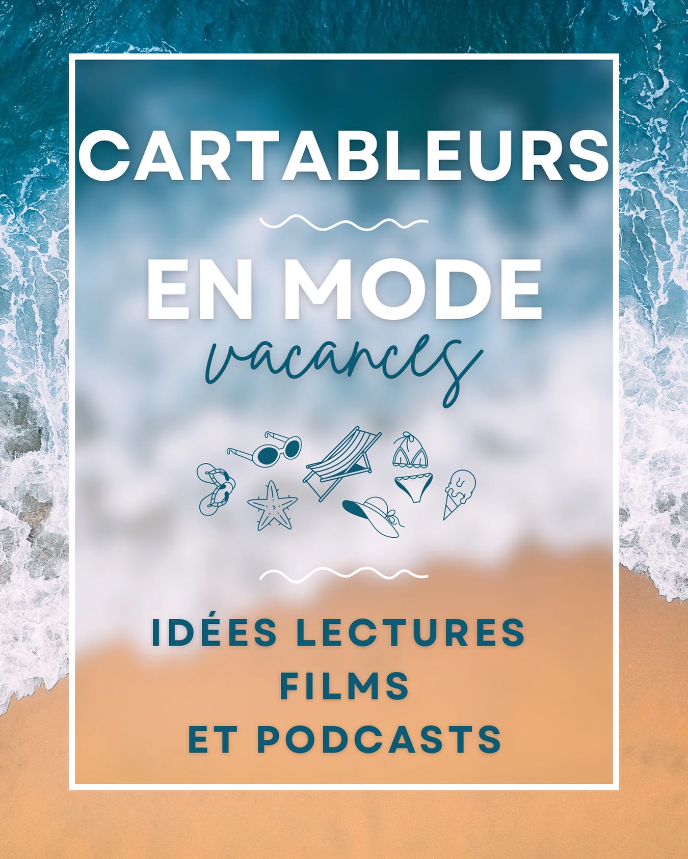 Cartableurs t’accompagne même en vacances 😎
Tu retrouveras ici des idées de lectures, de films et même des podcasts. 📖🍿🎧
De quoi passer un bel été avec Cartableurs.☀️