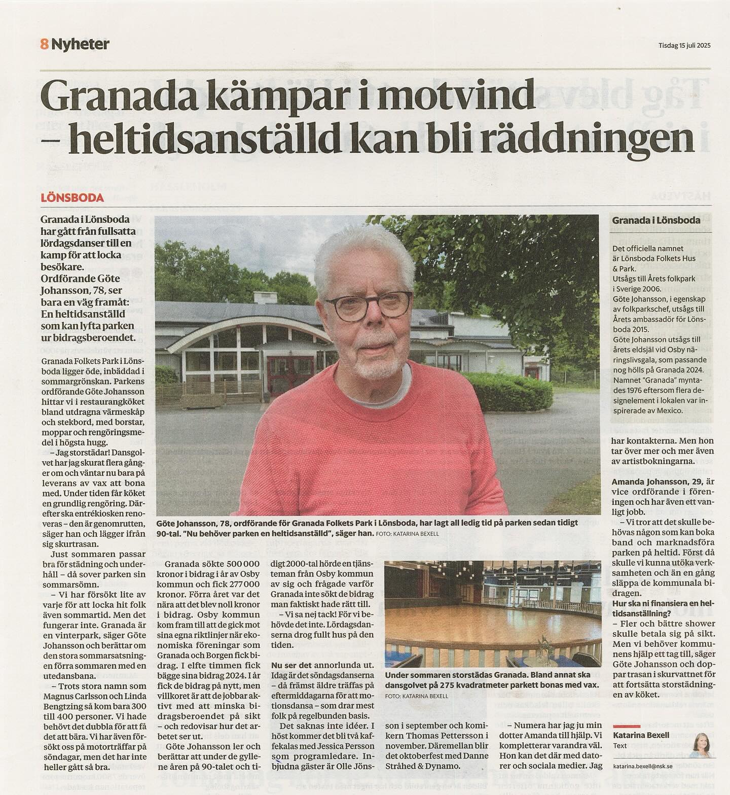 I dagens Norra Skåne 📰🖤
#granadalönsboda #folketspark #lönsboda