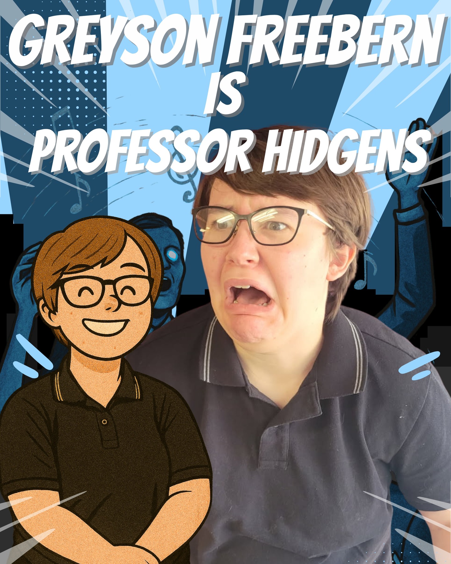 Meet Grey!
Greyson (Grey) Freebern is an aspiring musician playing the role of Professor Hidgens in The Guy Who Didnât Like Musicals. He has previously involved himself in numerous shows at Croton-Harmon High School, taking on roles such as Ryan Evans in High School Musical, Eddie in Mamma Mia!, and Leaf Coneybear in The 25th Annual Putnam County Spelling Bee. He also loves immersing himself in several other art forms, such as music performance and composition, visual art, and many assorted crafts.
Come see Grey as Professor Hidgens in CAA's production of the Guy Who Didnât Like Musicals this weekend!