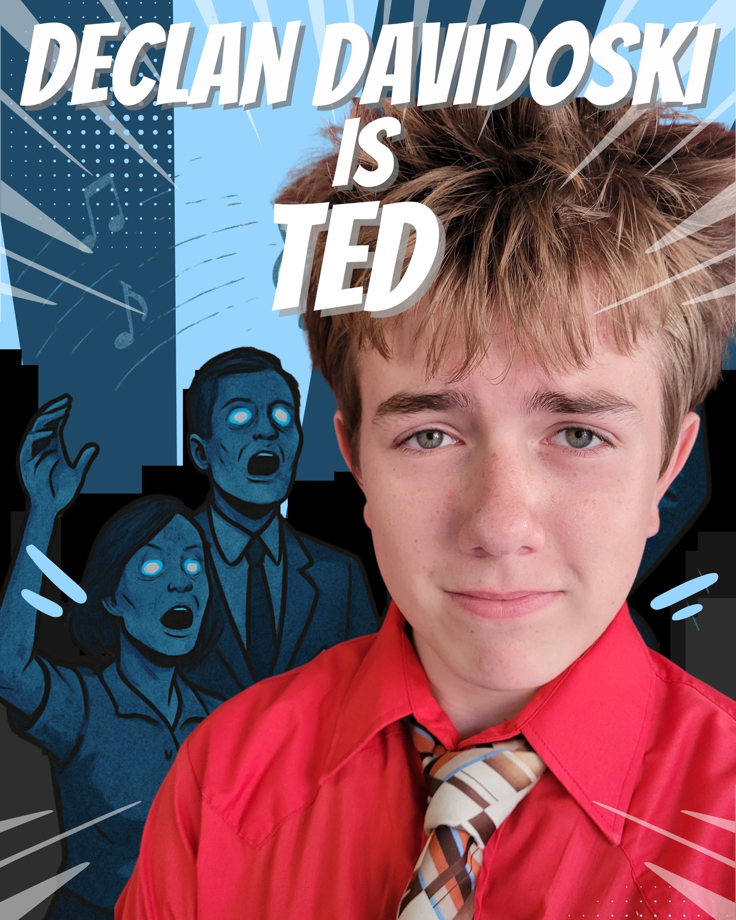 Meet Declan!
Declan Davidoski is excited to play Ted Spankoffski in "The Guy Who Didn't Like Musicals". In the past, he has performed as Plankton in "Spongebob: The Musical" at CAA and Race in "Newsies" at CHHS. He is excited for this performance and others to come.
Come see Declan put on a show from August 1 - 3 at Croton Academy of Arts!