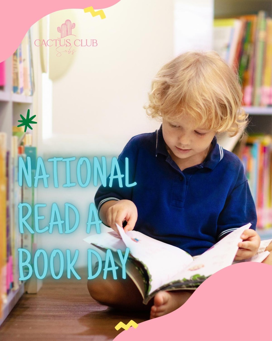 Happy National Read a Book Day! 📚✨ It’s the perfect time to snuggle up with a good story. Reading sparks imagination and curiosity — qualities every child deserves to explore. Share your favorite book below and let’s celebrate the power of stories!
#ReadABookDay #LittleReaders #CactusClubSubs