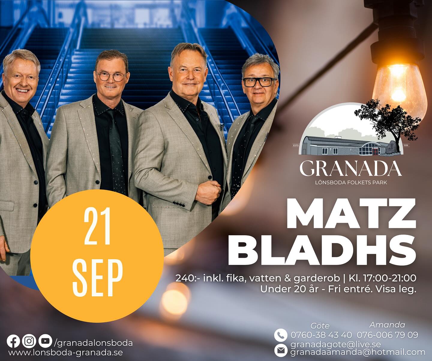 Nu längtar vi..!
Ni är hjärtligt välkomna på hösten- & vinterns söndagsdanser 🍂🧡
#granadalönsboda #folketspark #lönsboda #söndagsdans #matzbladhs #donnez #blackjack #streaplers #rignells #engdahls